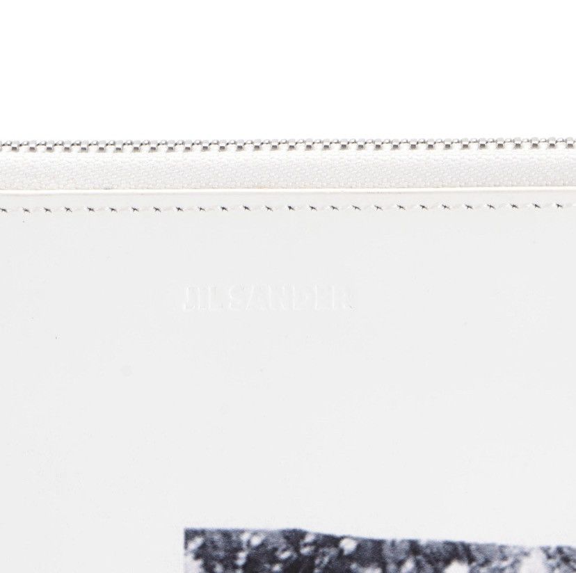 Jil Sander × Raf Simons Archive Graphic Print Zip Pouch in White Smooth Leather Size ONE SIZE - 5 Thumbnail