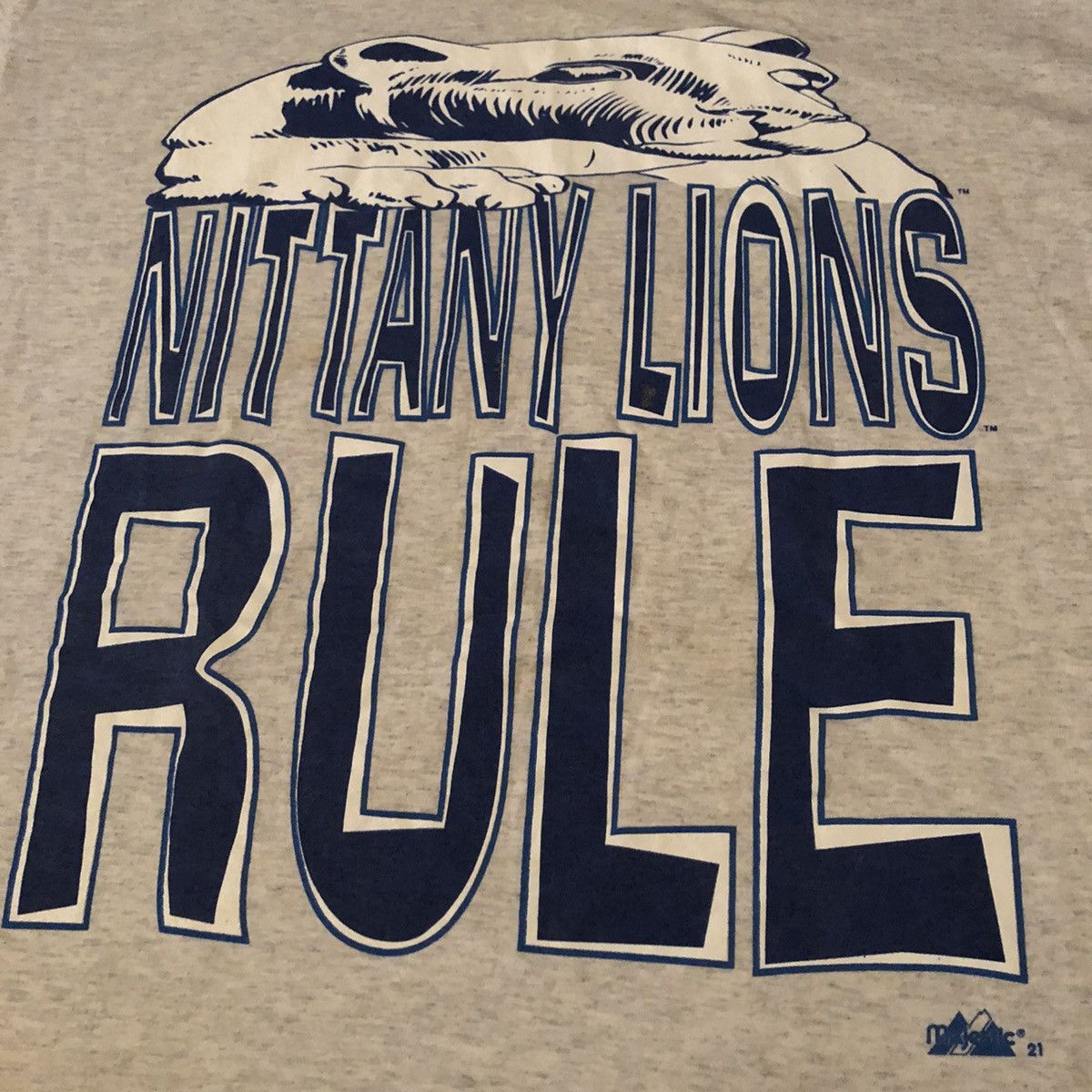 Vintage Vintage 90s Penn St Nittany Lions Rule Graphic Tee Majestic Size US XXL / EU 58 / 5 - 3 Thumbnail