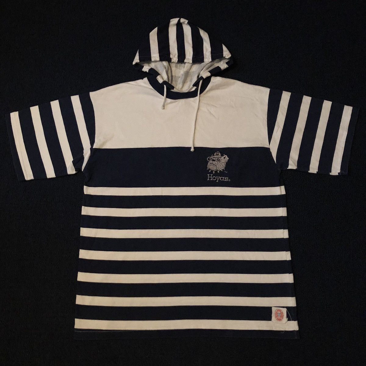 Vintage Vintage 1990s Georgetown Hoyas Bulldogs Stripe TShirt Hoodie Size US L / EU 52-54 / 3 - 1 Thumbnail