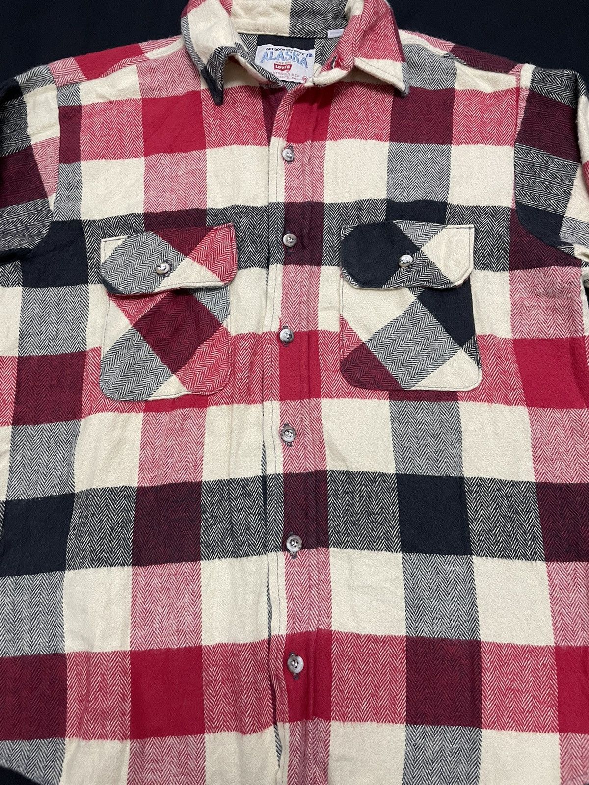 Vtg 90's LEVI'S Alaska Herringbone Thick Flannel Shirt M