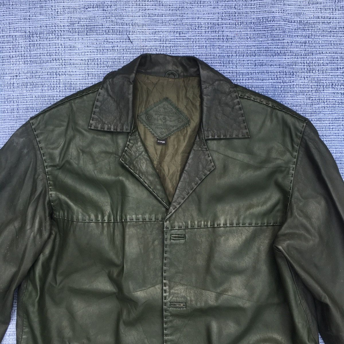 Vintage 80s fiker leather craft jacket Size US XL / EU 56 / 4 - 2 Thumbnail