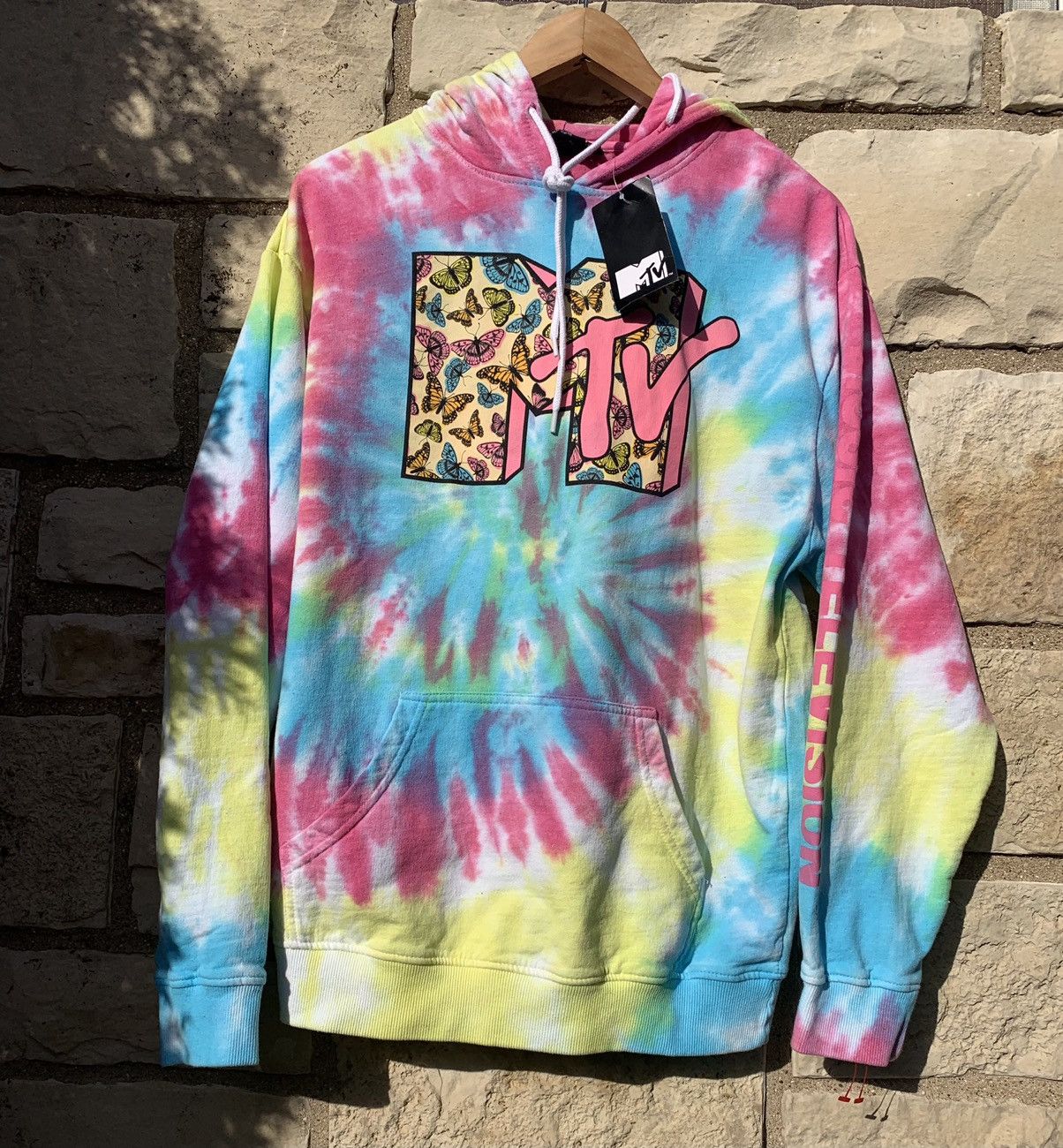 MTV tie dye butterfly hoodie Large