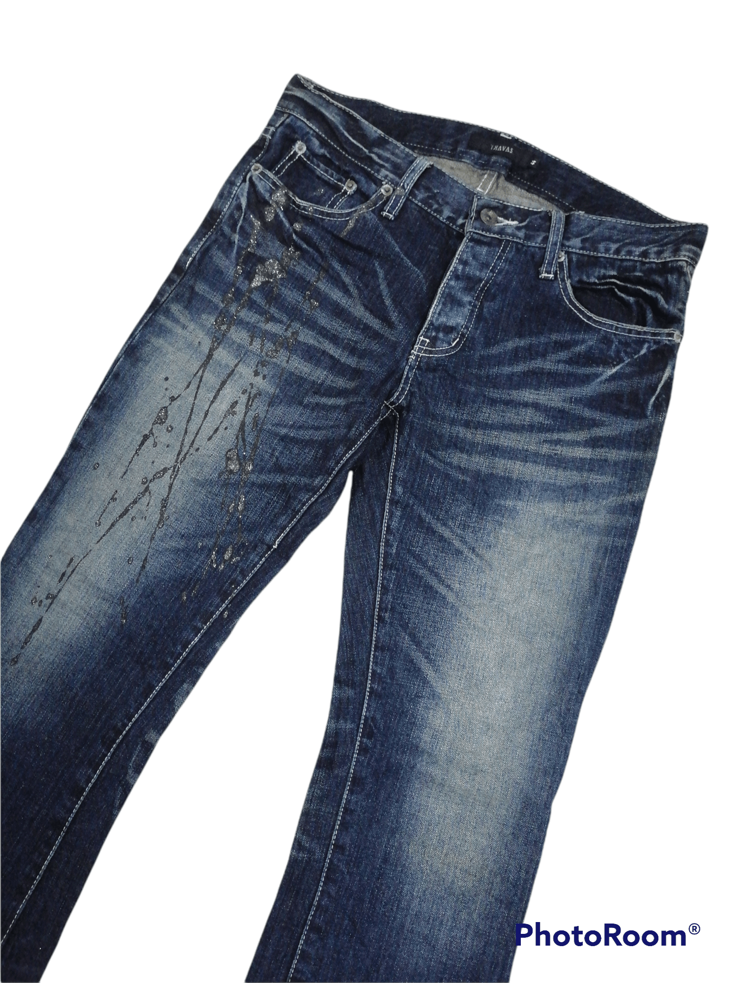 If Six Was Nine × Japanese Brand × Le Grande Bleu (L.G.B.) Flare Jeans Travas Splattered Paint Distressed Denim Pants Size US 30 / EU 46 - 3 Thumbnail