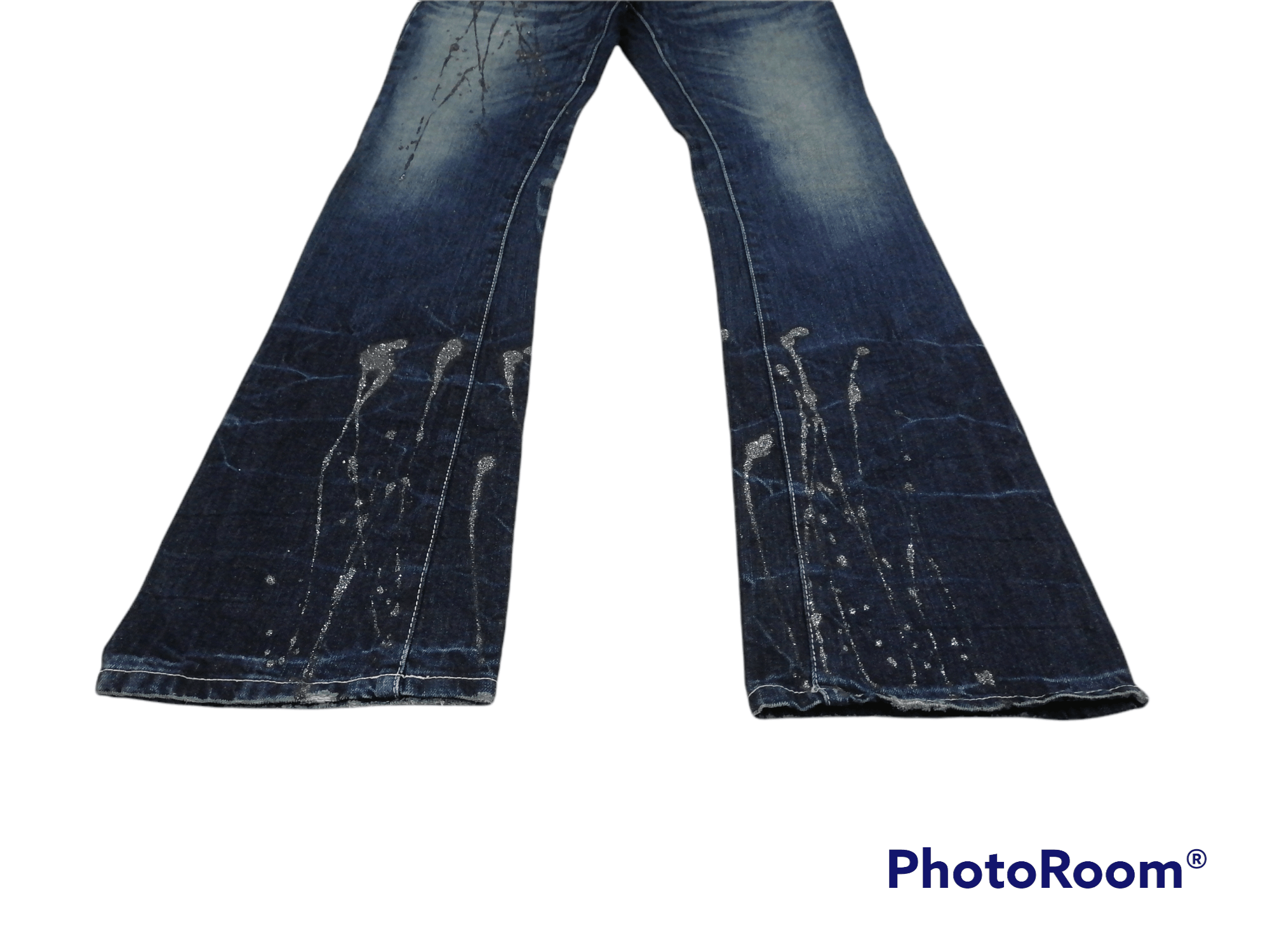 If Six Was Nine × Japanese Brand × Le Grande Bleu (L.G.B.) Flare Jeans Travas Splattered Paint Distressed Denim Pants Size US 30 / EU 46 - 2 Thumbnail