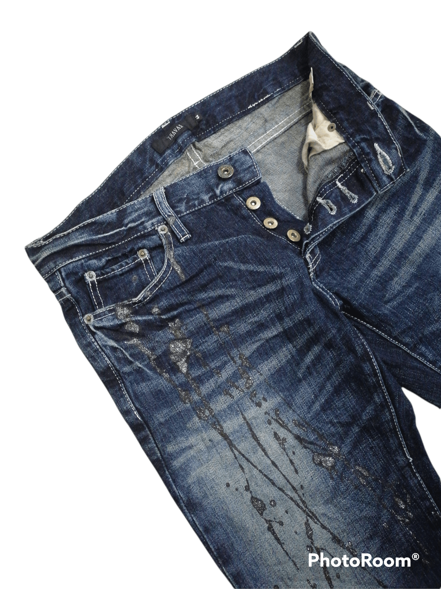 If Six Was Nine × Japanese Brand × Le Grande Bleu (L.G.B.) Flare Jeans Travas Splattered Paint Distressed Denim Pants Size US 30 / EU 46 - 4 Thumbnail