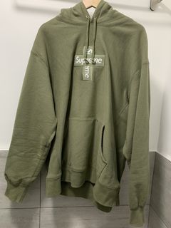 Supreme Cross Box Logo Hoodie Olive | Grailed