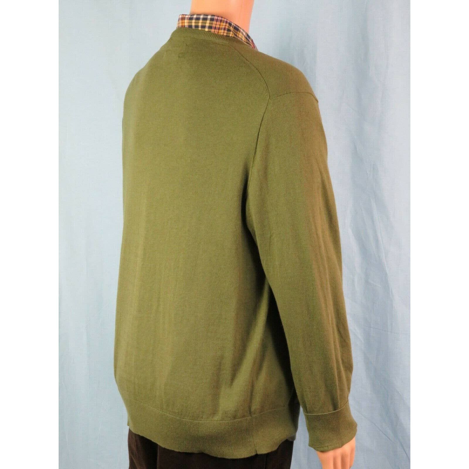 GREEN COTTON CASHMERE LONG SLEEVE V NECK PULLOVER XL