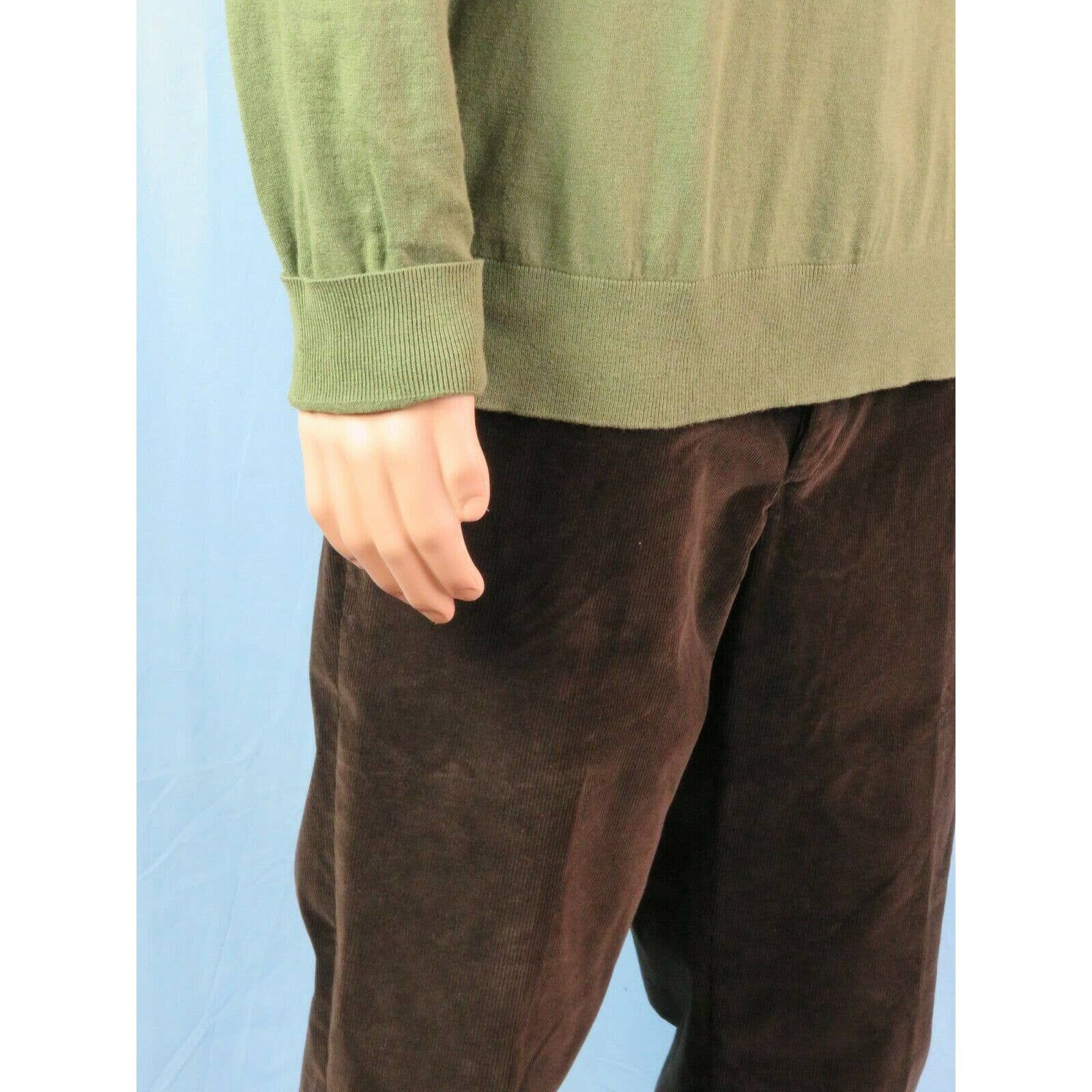 GREEN COTTON CASHMERE LONG SLEEVE V NECK PULLOVER XL