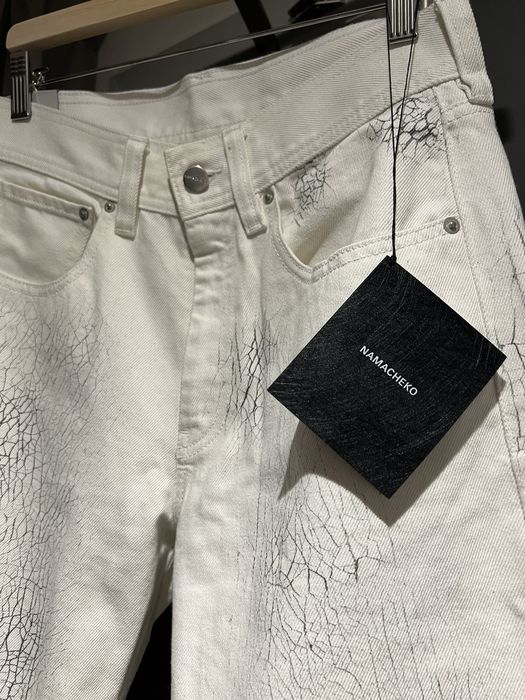 Namacheko Namacheko painted Cracks Jeans in White 21ss | Grailed