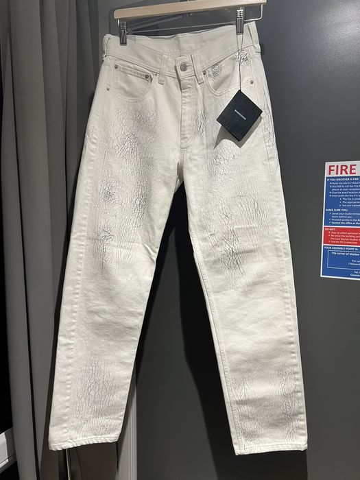 Namacheko Namacheko painted Cracks Jeans in White 21ss | Grailed