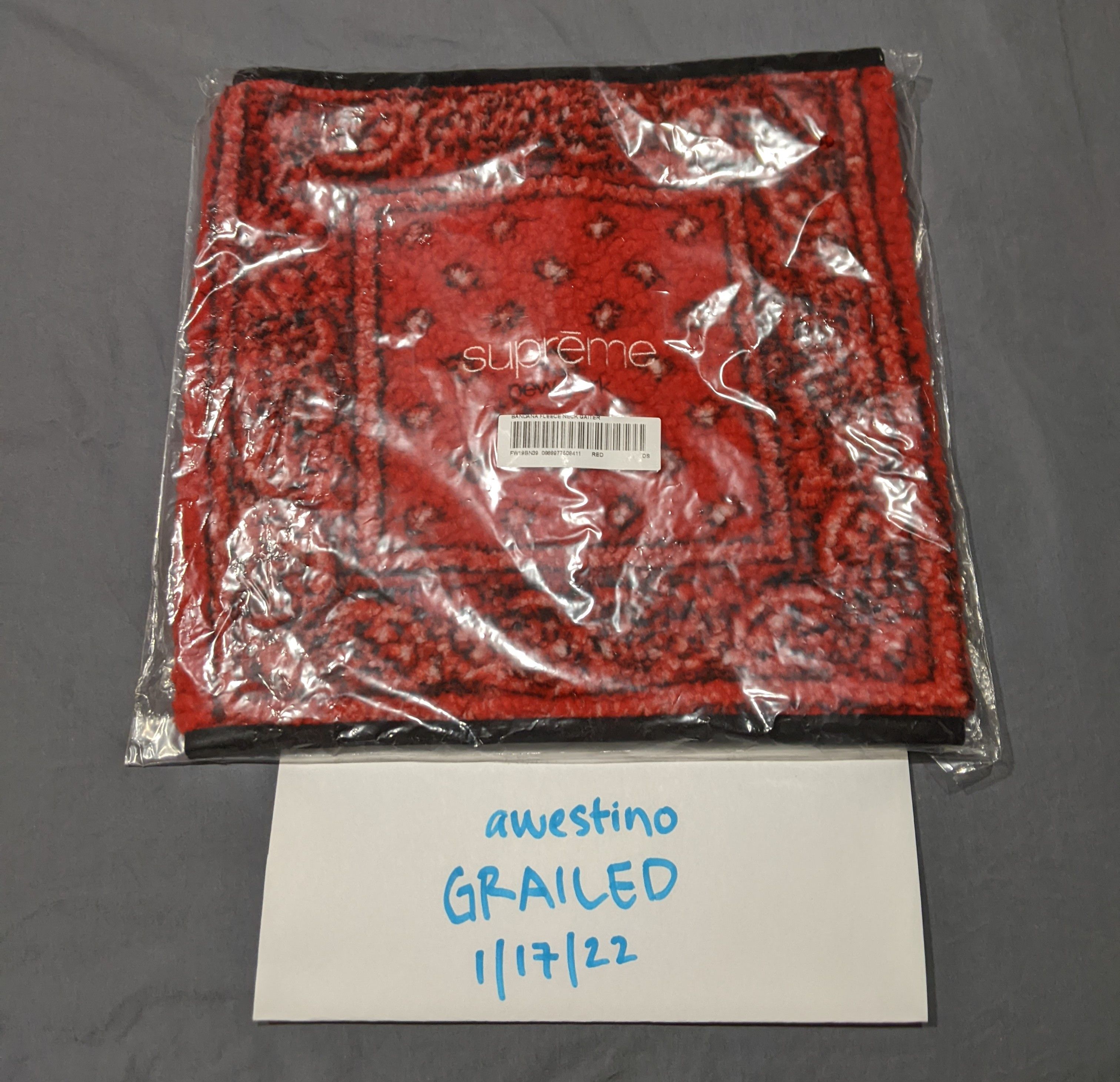 FW19 Supreme Bandana Fleece Neck Gaiter (Red) - Accessories