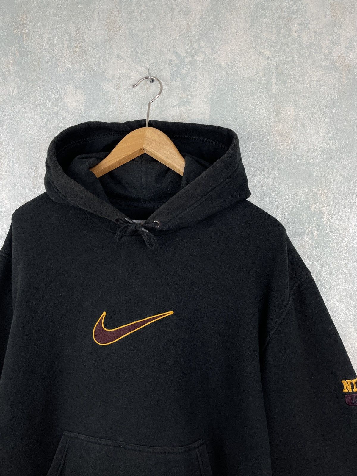 Nike × Vintage Vintage Y2K Nike Center Swoosh Big Brown Logo Hoodie Size US XL / EU 56 / 4 - 3 Thumbnail