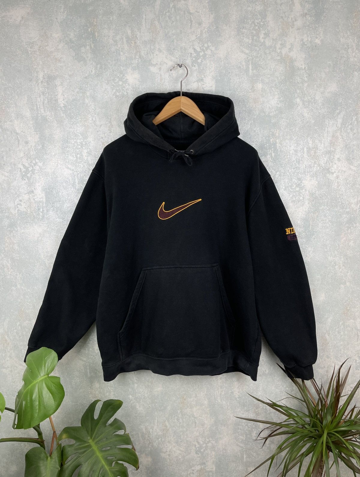 Black Vintage Nike Hoodie Center Swoosh | Grailed