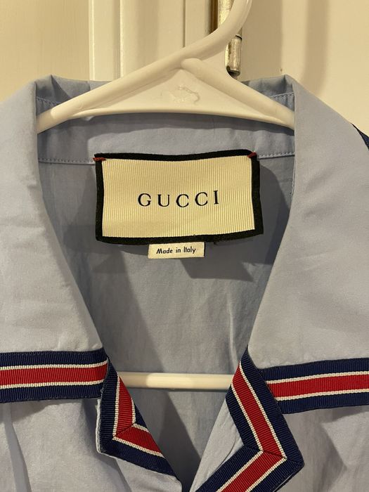 Gucci Ny Yankees Embroidered Cotton Bowling Shirt in Blue for Men