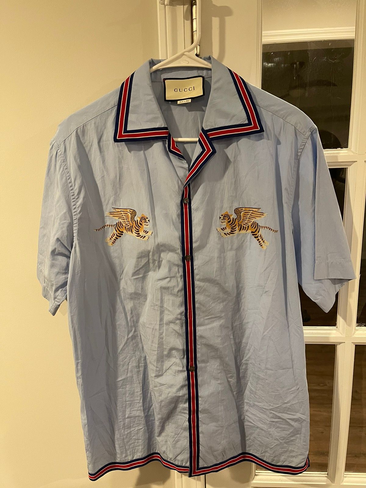 Gucci Ny Yankees Embroidered Cotton Bowling Shirt in Blue for Men