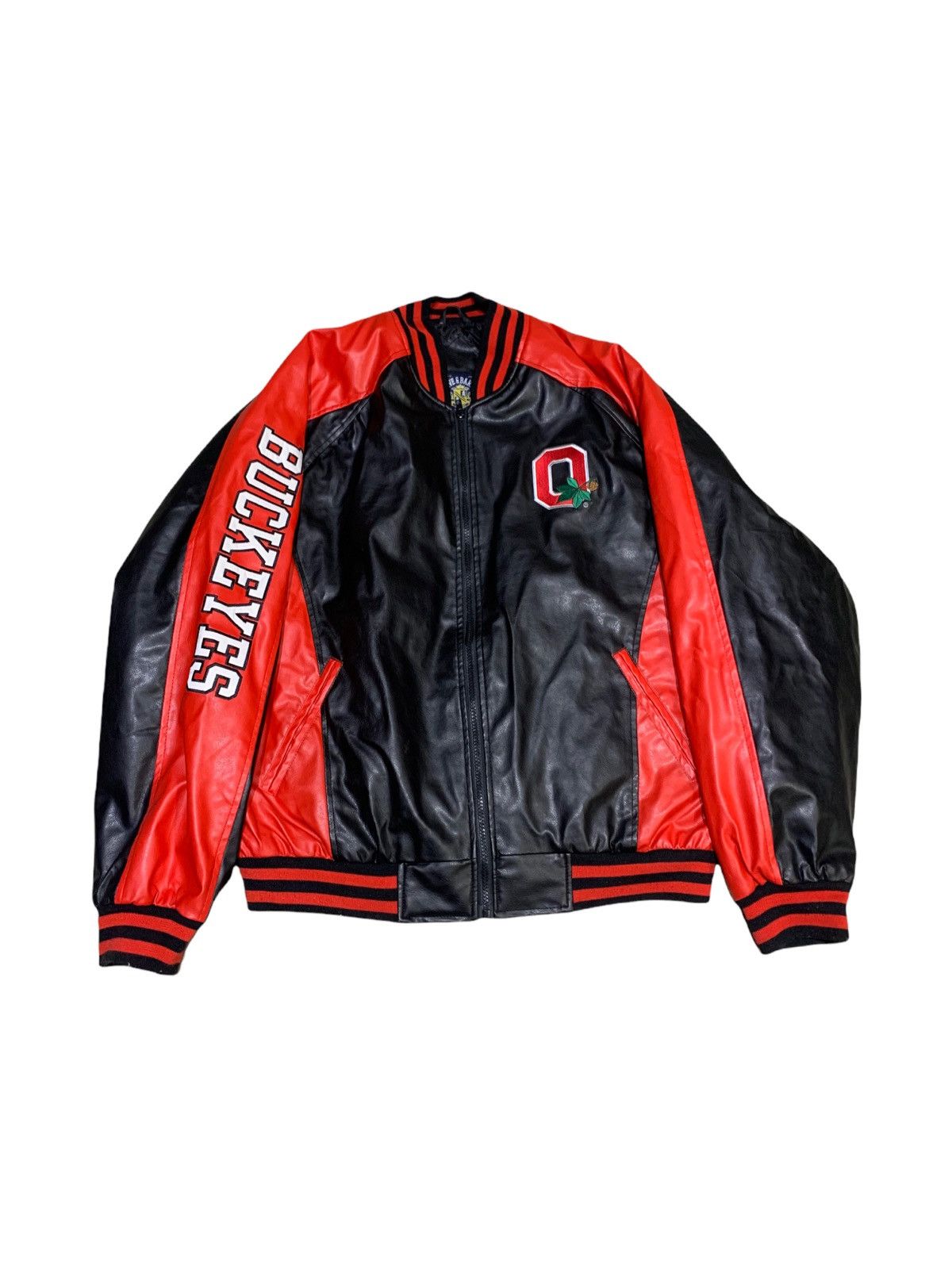 Ohio State BUCKEYES letterman faux leather Jacket STEVE & BARRYS high quality mens xlarge