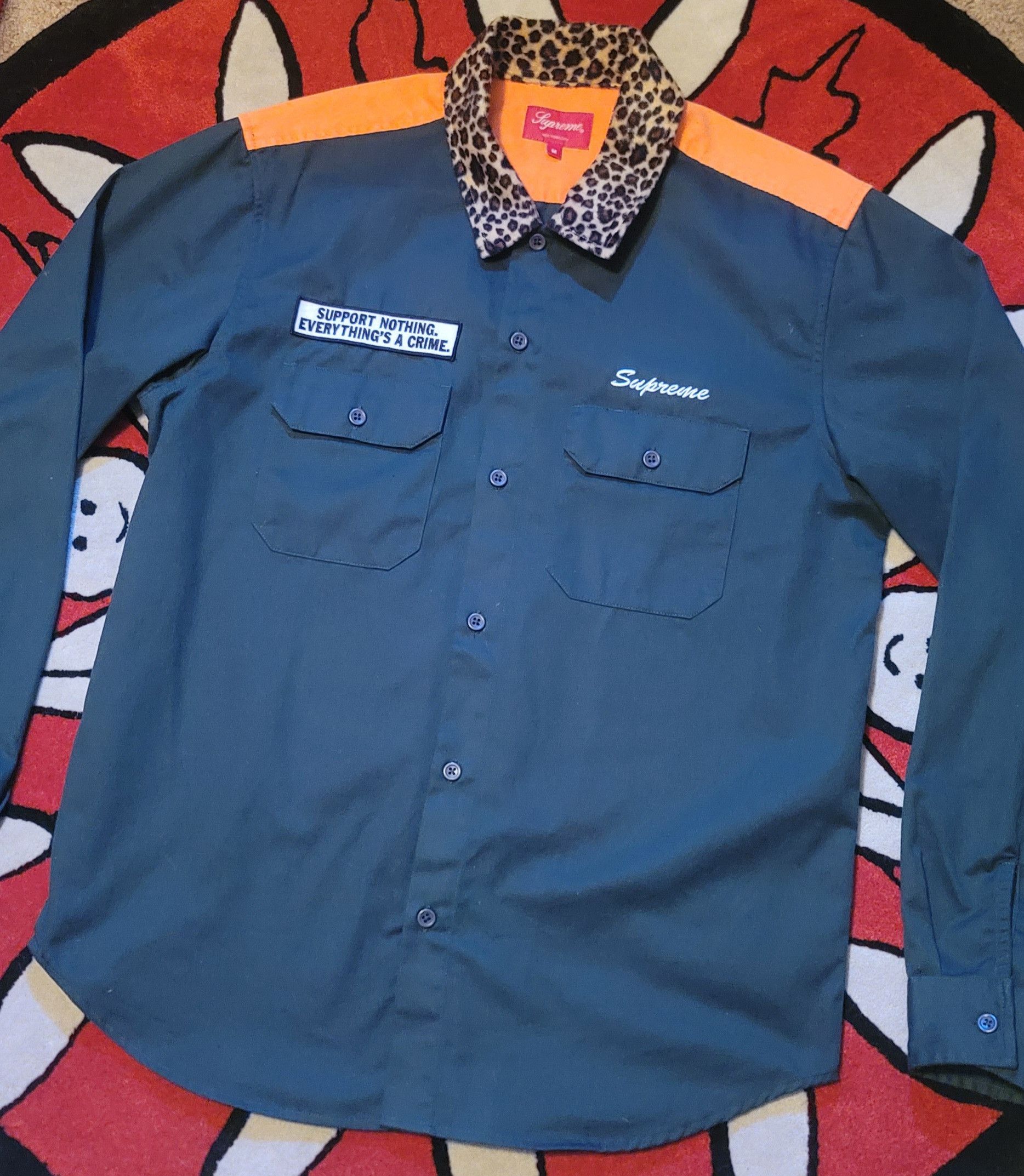 Supreme supreme leopard collar work shirt | Grailed