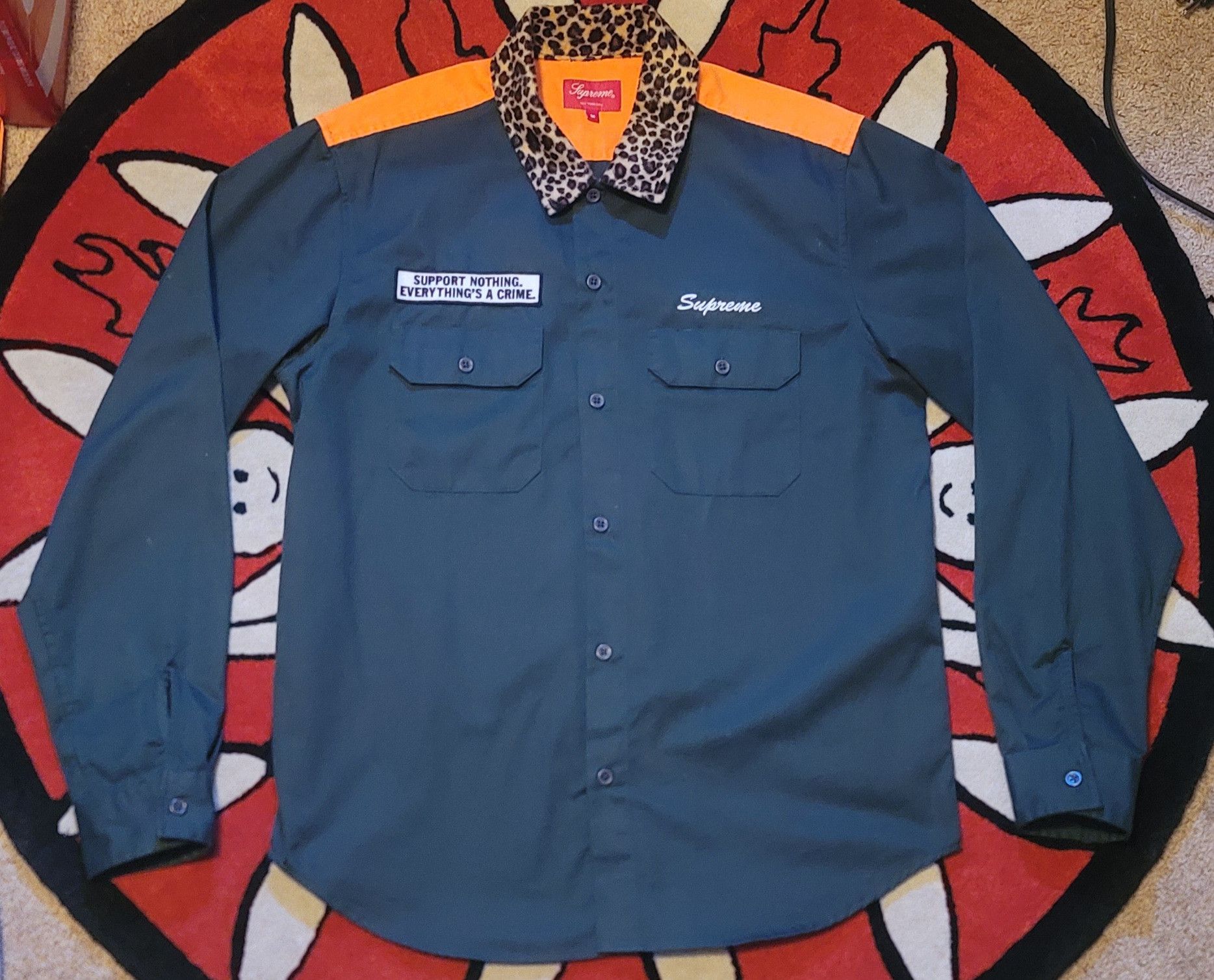 Supreme supreme leopard collar work shirt Grailed