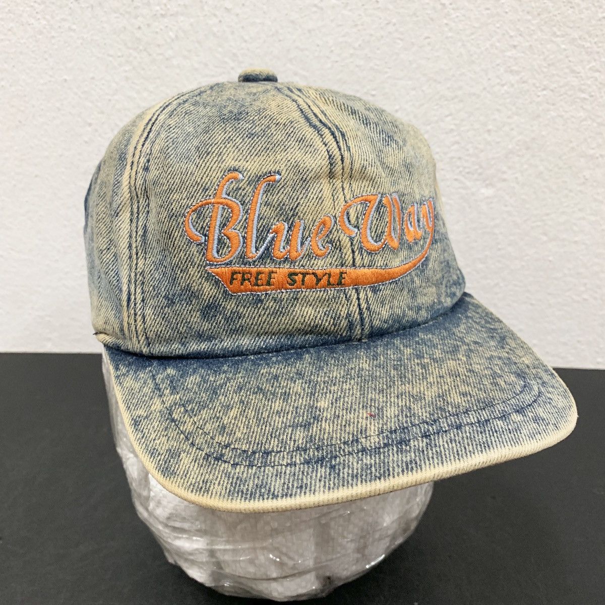Japanese Brand Blue Way Acid Wash Jeans Cap Size ONE SIZE - 2 Thumbnail