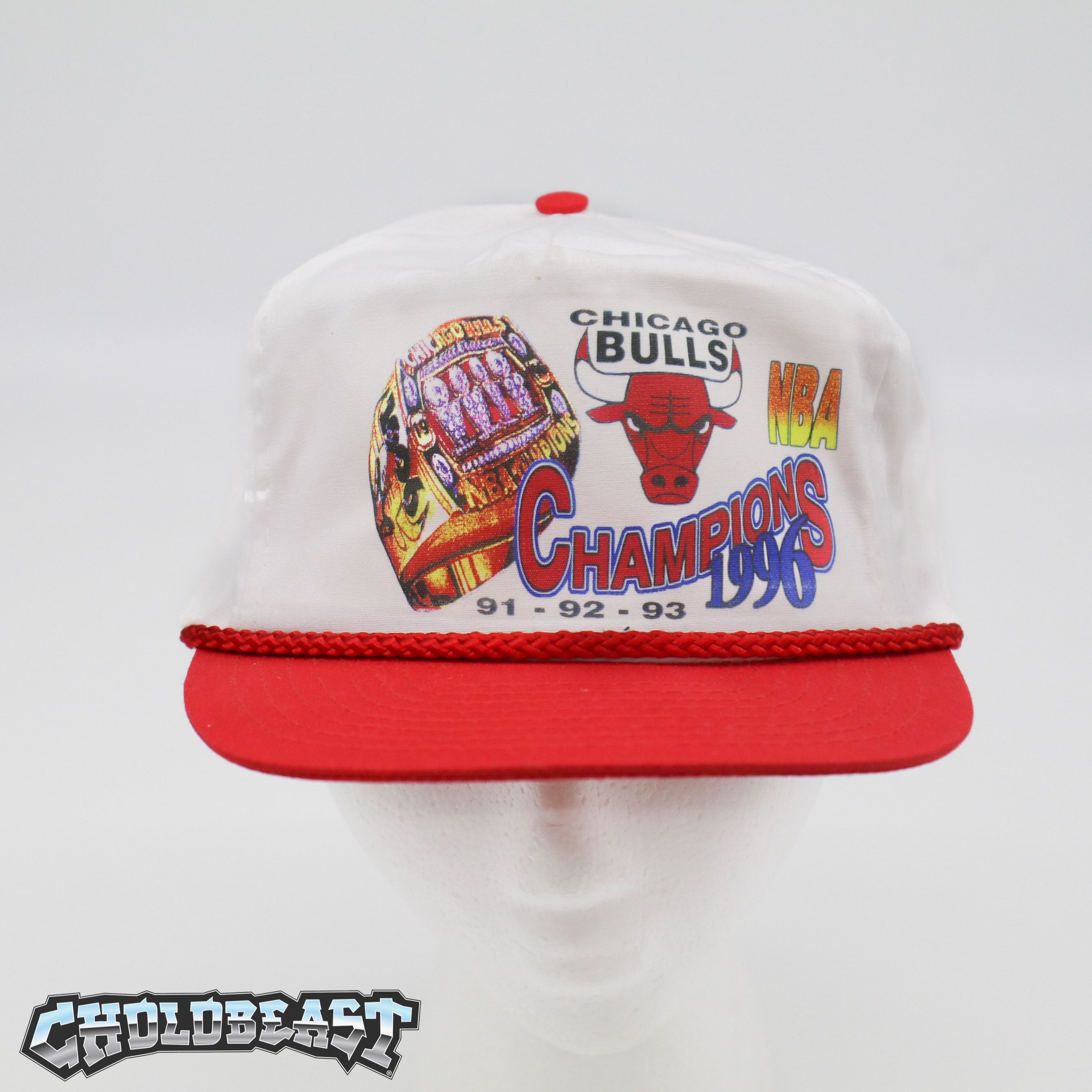 Vintage Chicago Bulls Split Panel Color Block Snapback Hat 90s Mutlicolor