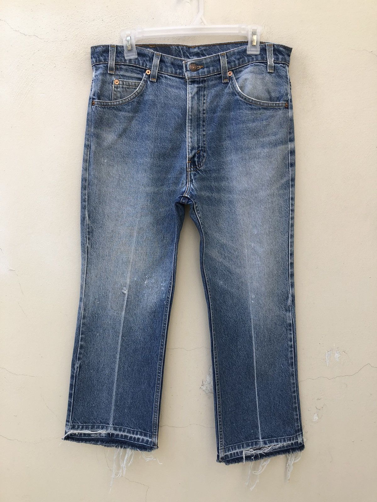 Levi's Vintage 80s Levi’s 517 Asymmetrical Leg Jeans Cropped Denim Size US 33 - 3 Thumbnail