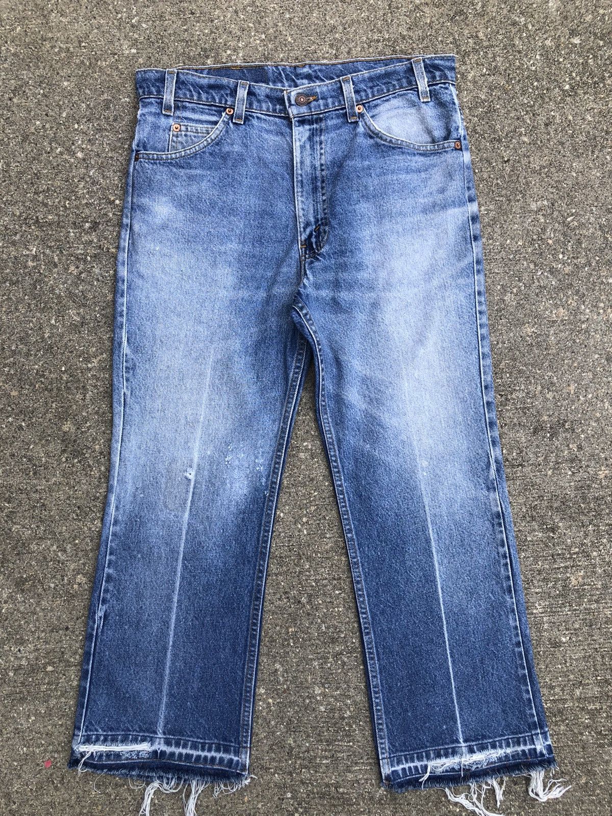 Levi's Vintage 80s Levi’s 517 Asymmetrical Leg Jeans Cropped Denim Size US 33 - 1 Thumbnail