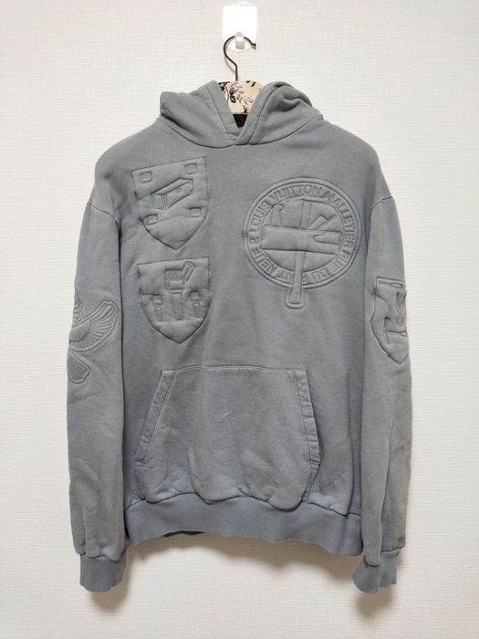 Louis Vuitton 3D LV Graffiti Embroidered Zipped Hoodie, Grey, L