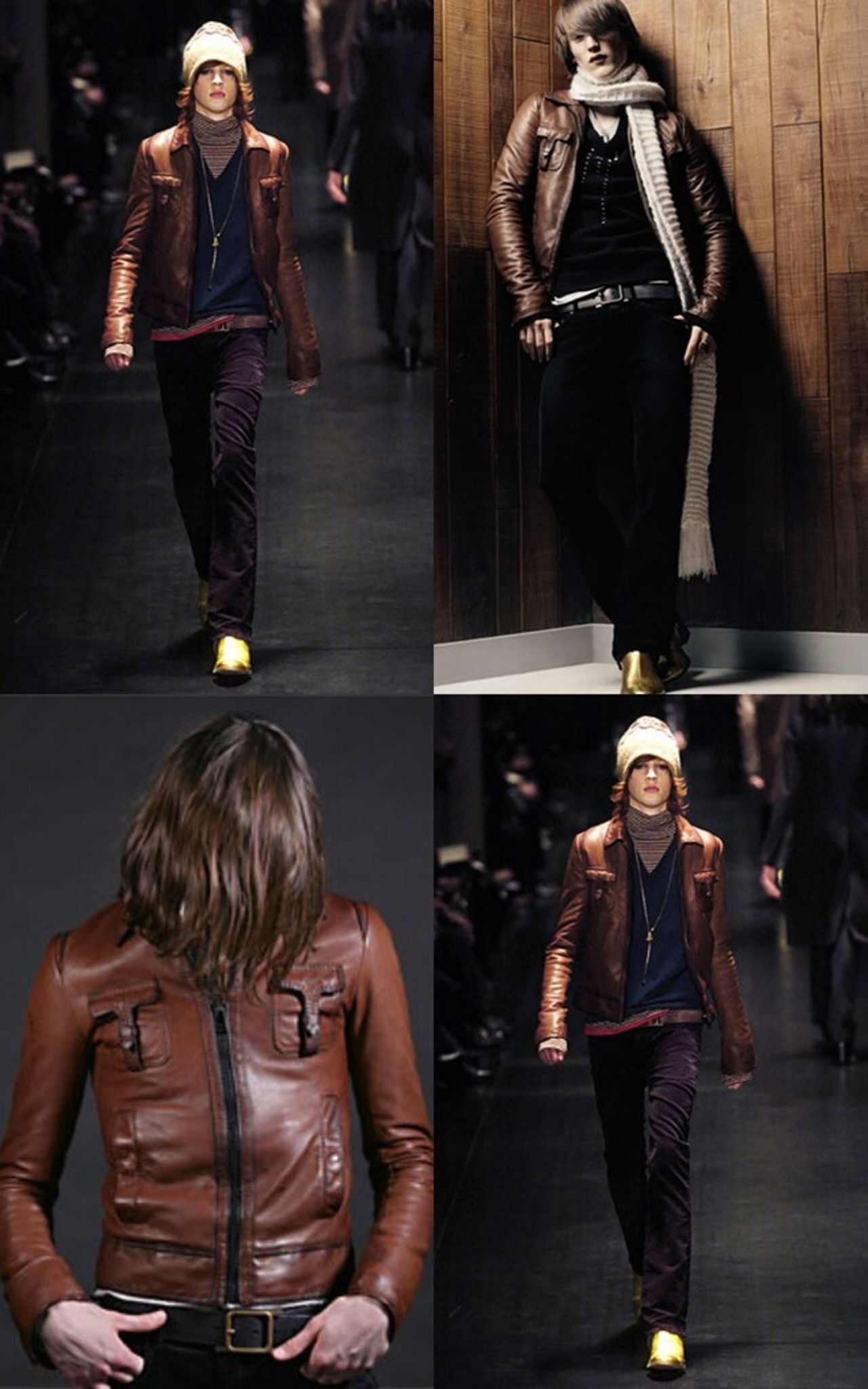 Dior Runway AW05 DIOR HOMME Campaign Brown Leather Jacket
