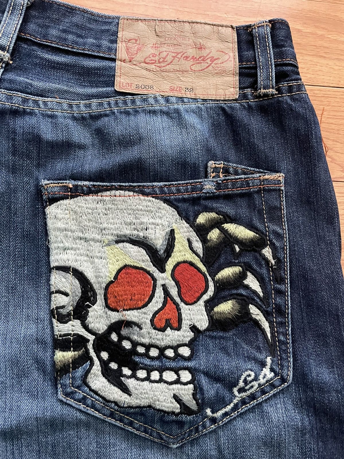 Christian Audigier Vintage Ed Hardy Embroidered Jeans Size US 32 / EU 48 - 2 Thumbnail