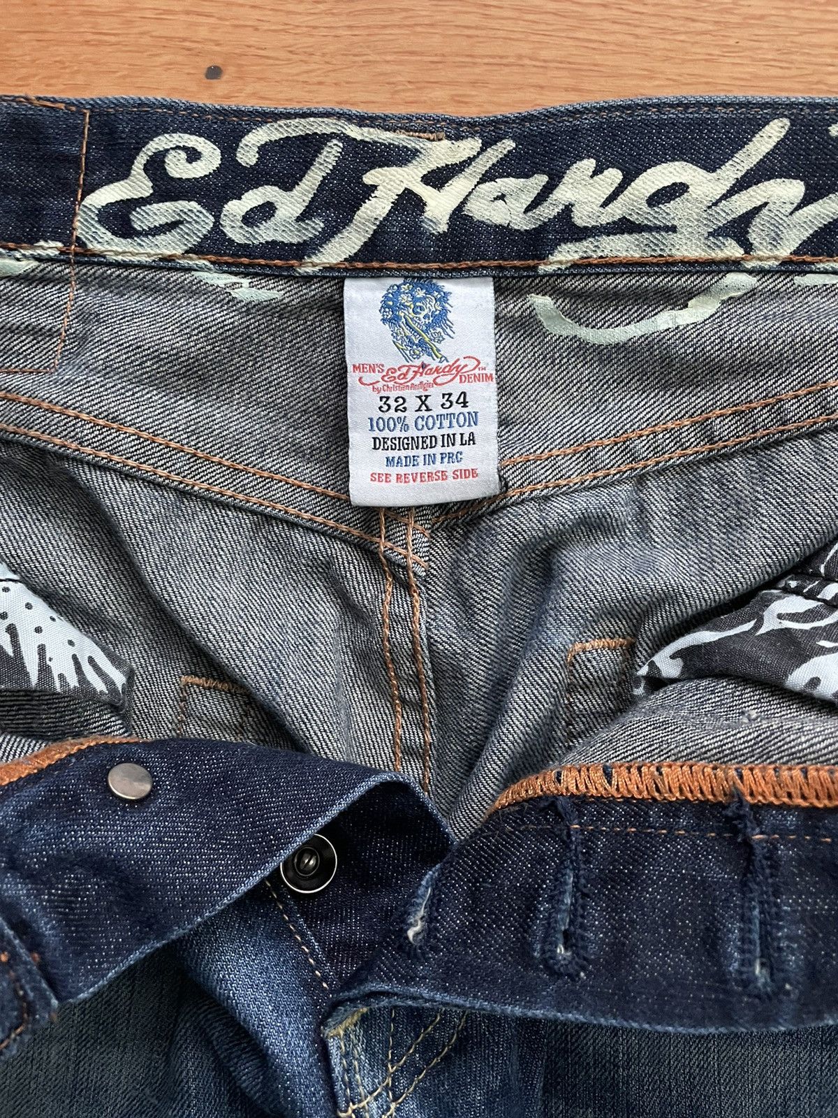 Christian Audigier Vintage Ed Hardy Embroidered Jeans Size US 32 / EU 48 - 5 Thumbnail