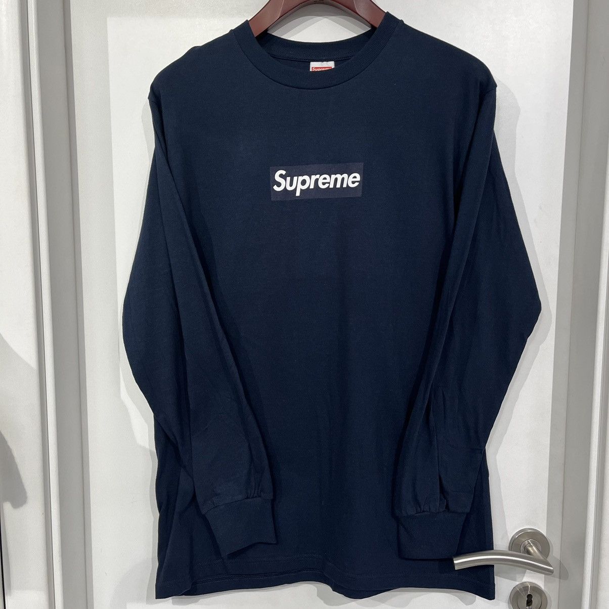 Supreme Supreme Box Logo Longsleeve Tee Navy | Grailed