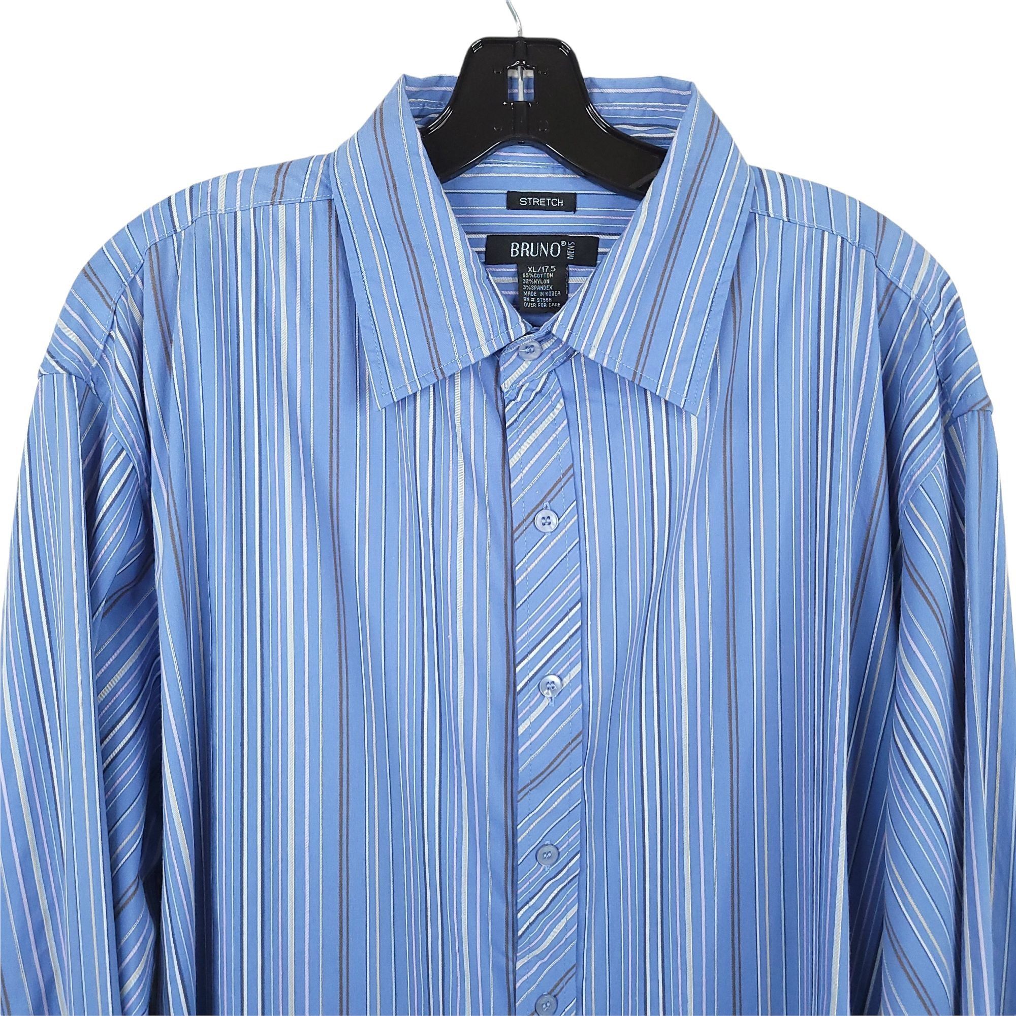 Other Bruno Stretch Long Sleeve Button Up Shirt XL Blue Stripe Size US XL / EU 56 / 4 - 3 Thumbnail