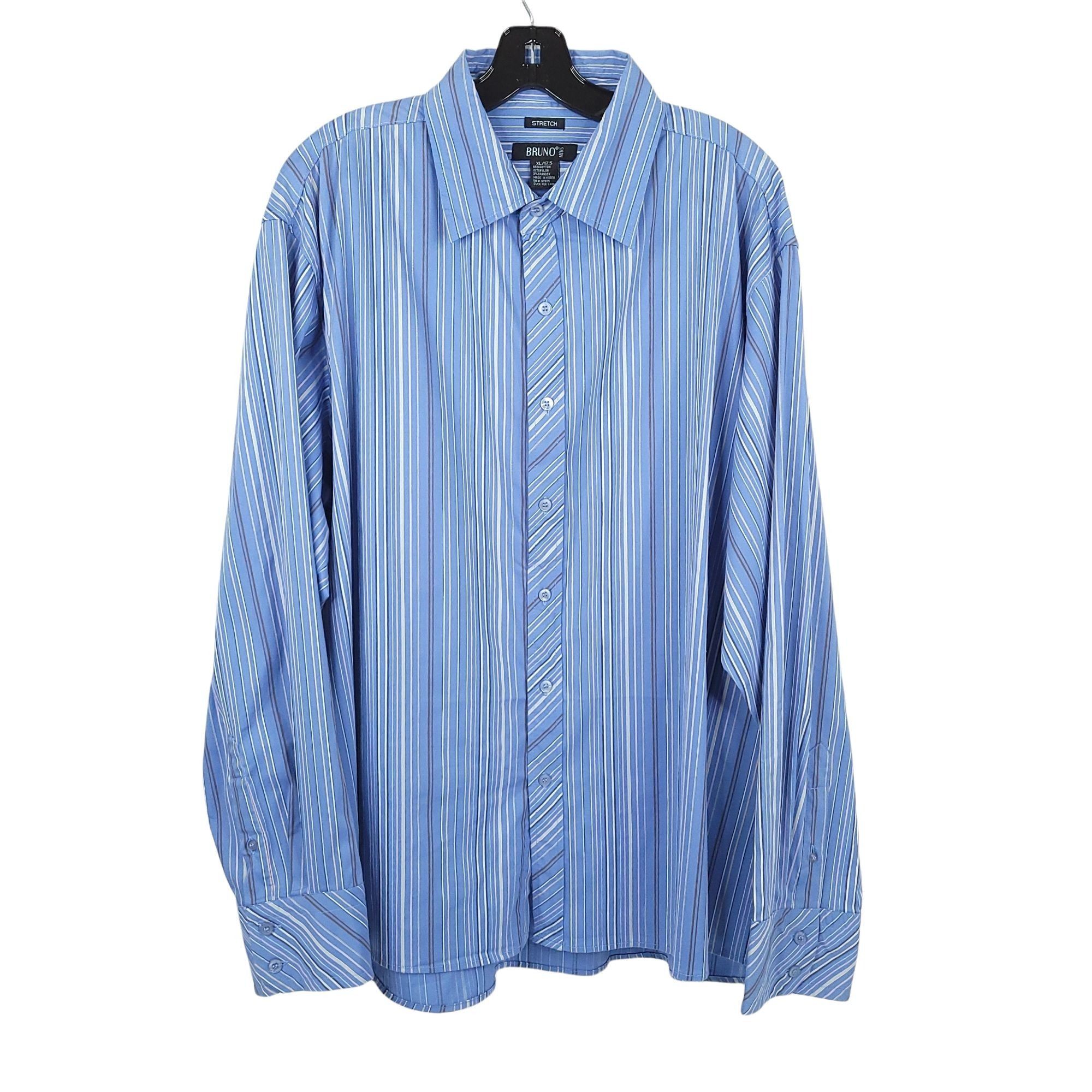 Other Bruno Stretch Long Sleeve Button Up Shirt XL Blue Stripe Size US XL / EU 56 / 4 - 1 Thumbnail
