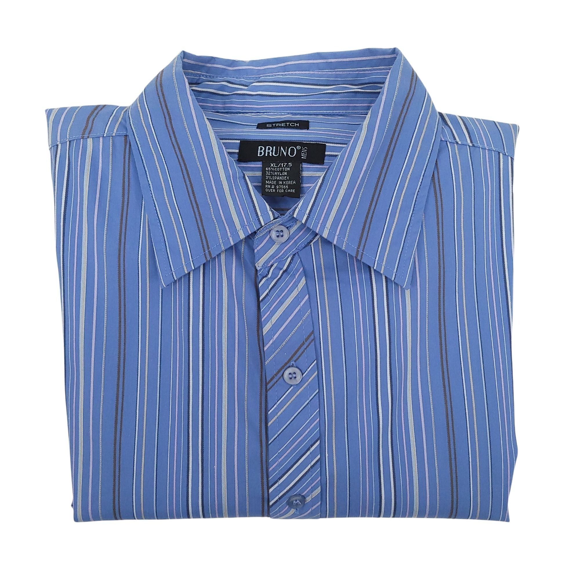 Other Bruno Stretch Long Sleeve Button Up Shirt XL Blue Stripe Size US XL / EU 56 / 4 - 7 Thumbnail