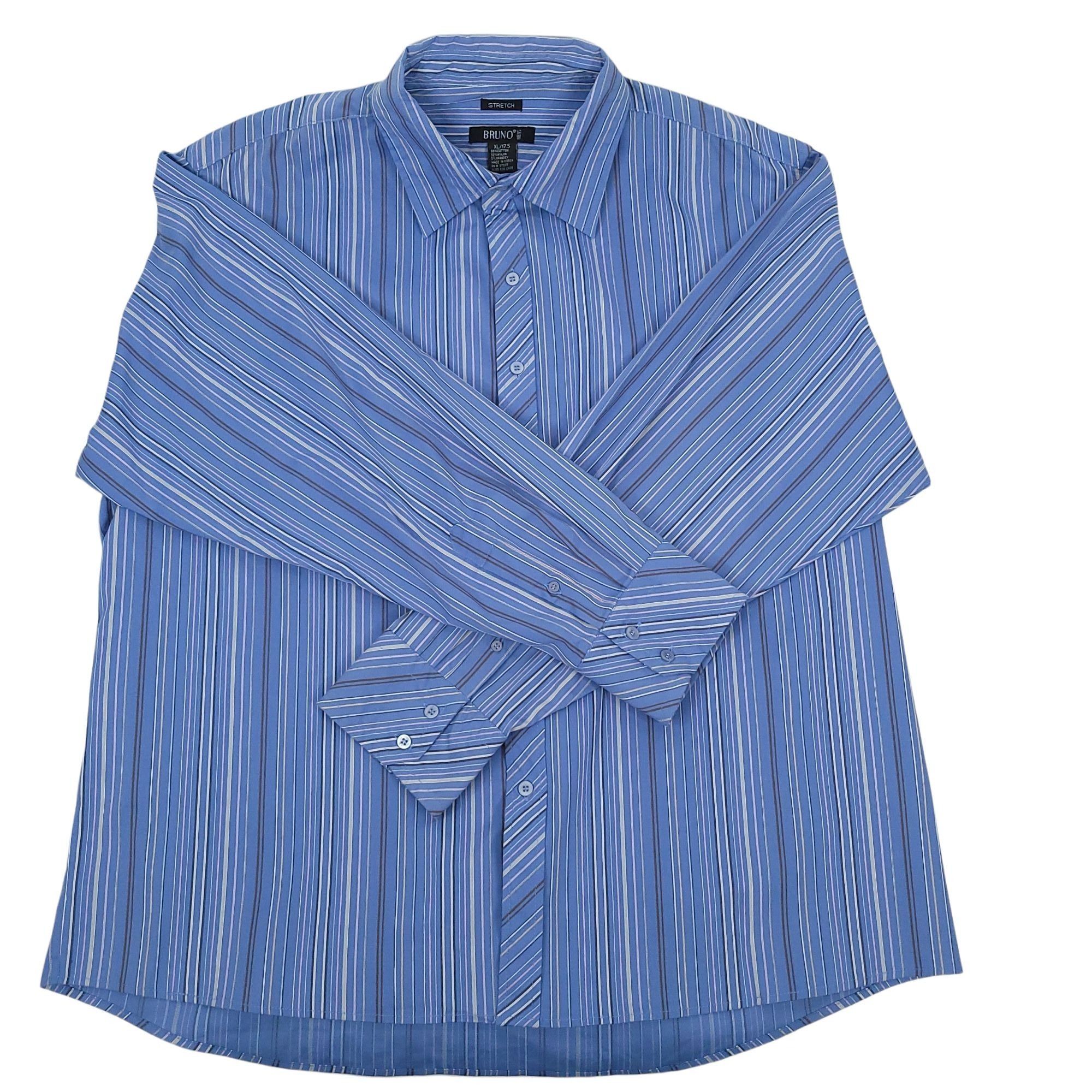 Other Bruno Stretch Long Sleeve Button Up Shirt XL Blue Stripe Size US XL / EU 56 / 4 - 6 Thumbnail