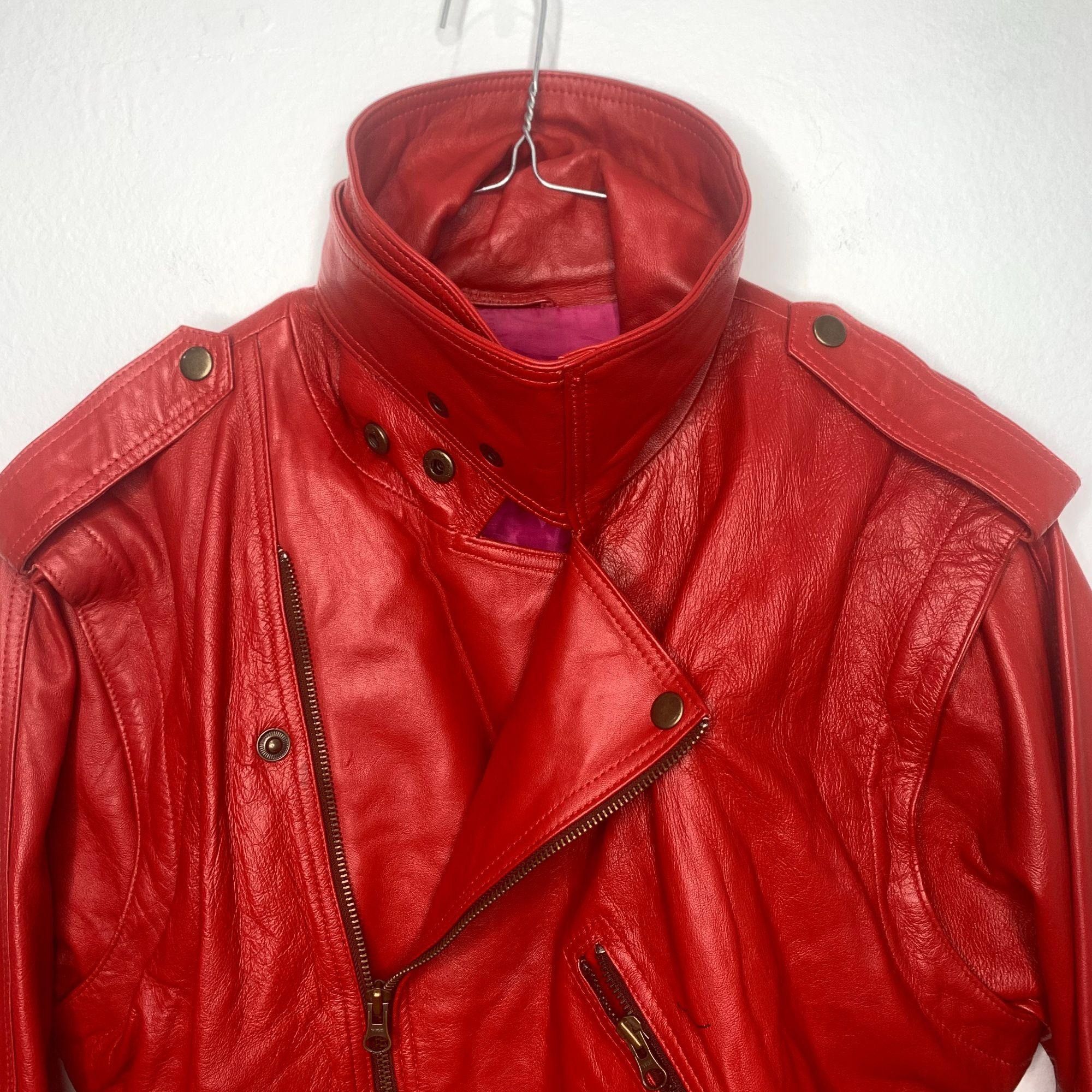 Vintage PRSVR Custom Genuine Red Leather Jacket Zip off Sleeves Size US L / EU 52-54 / 3 - 10 Thumbnail