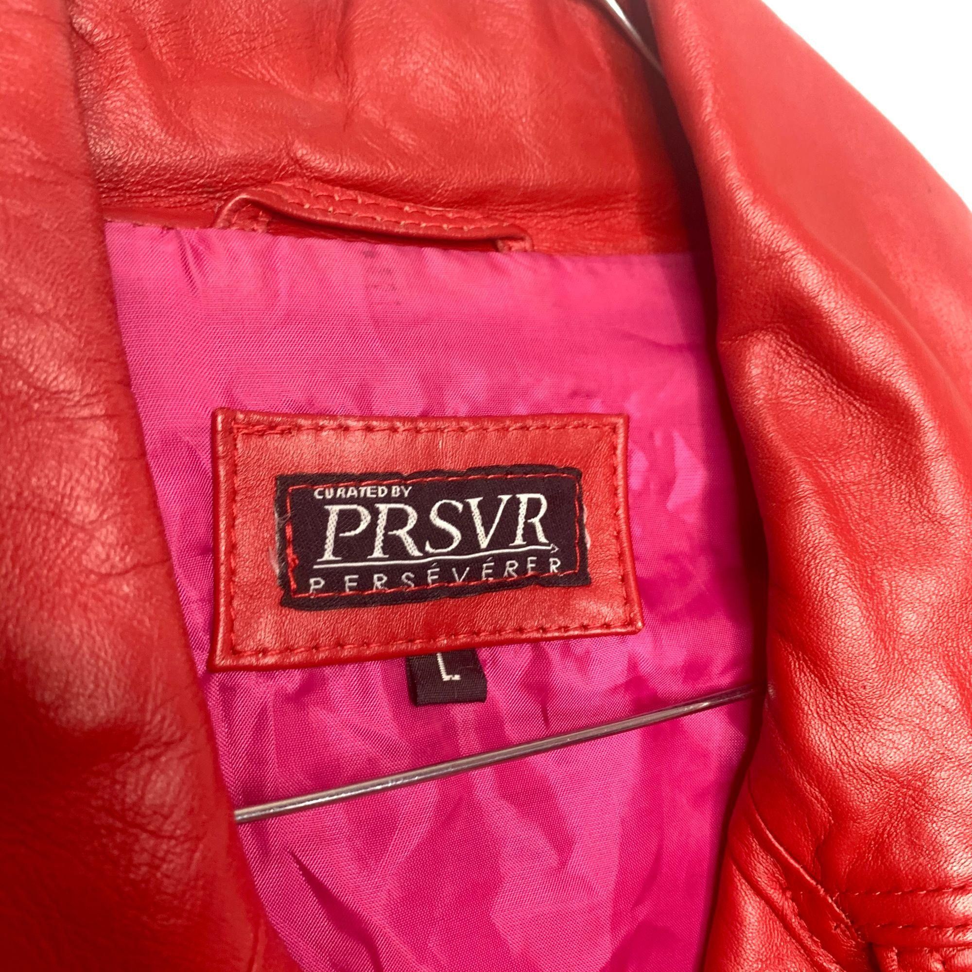 Vintage PRSVR Custom Genuine Red Leather Jacket Zip off Sleeves Size US L / EU 52-54 / 3 - 14 Thumbnail