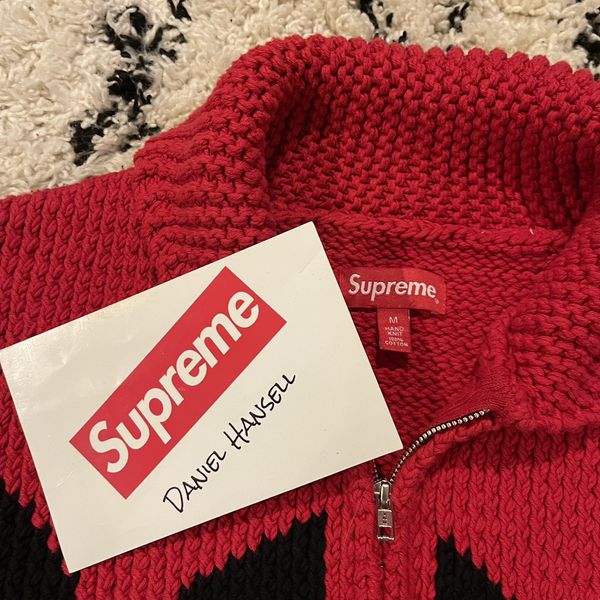 Supreme Supreme x Playboy Shawl Collar Full Zip Sweater Red | Grailed