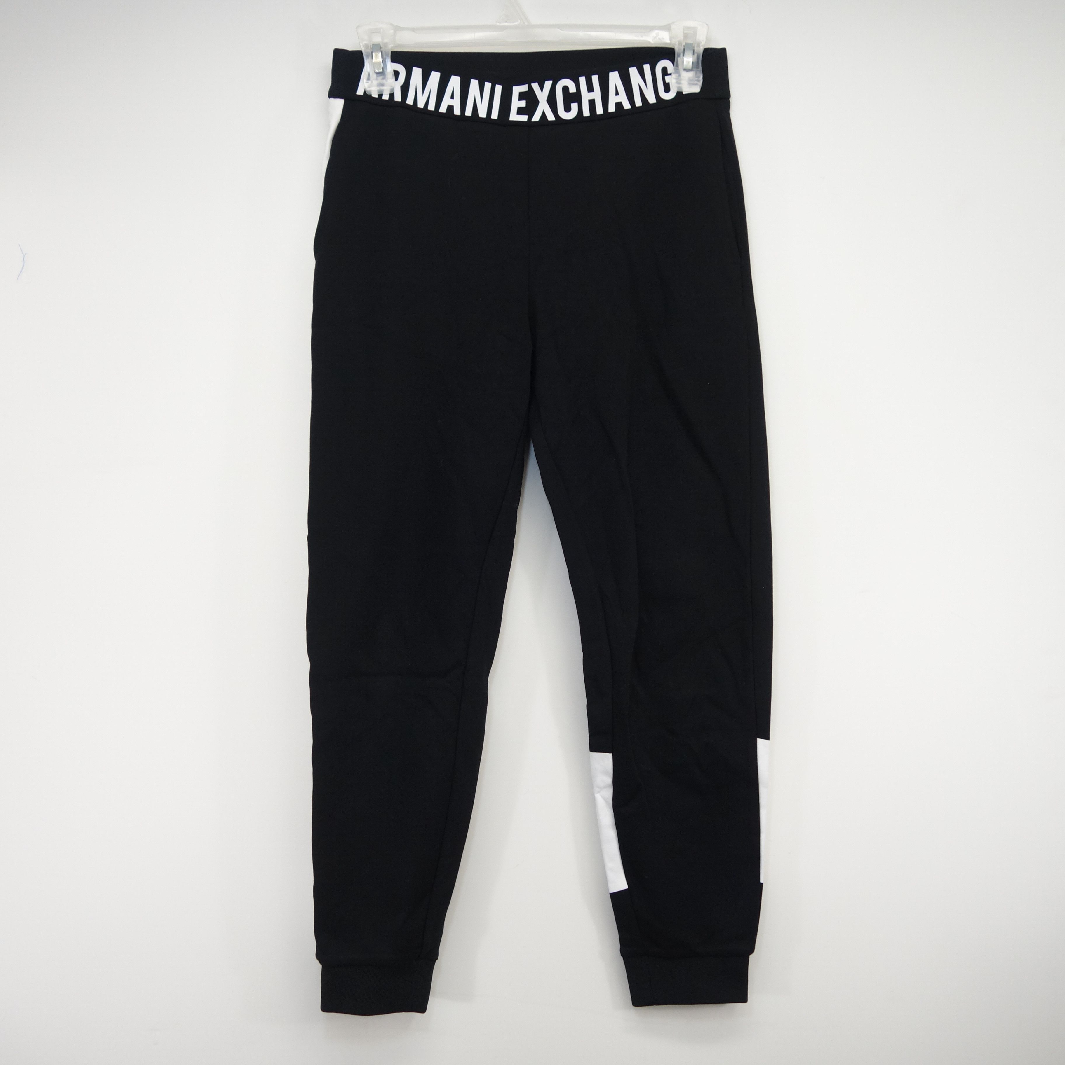 Black White Striped Logo Print Fashion Sweatpants Joggers S