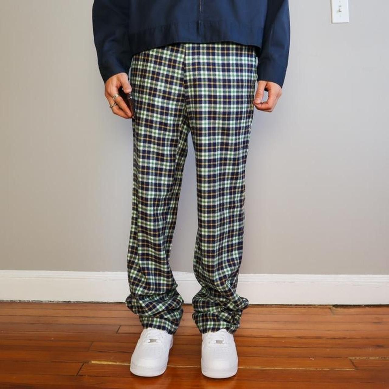Vintage vintage 1980s dead stock wool plaid pants Size US 32 / EU 48 - 1 Thumbnail