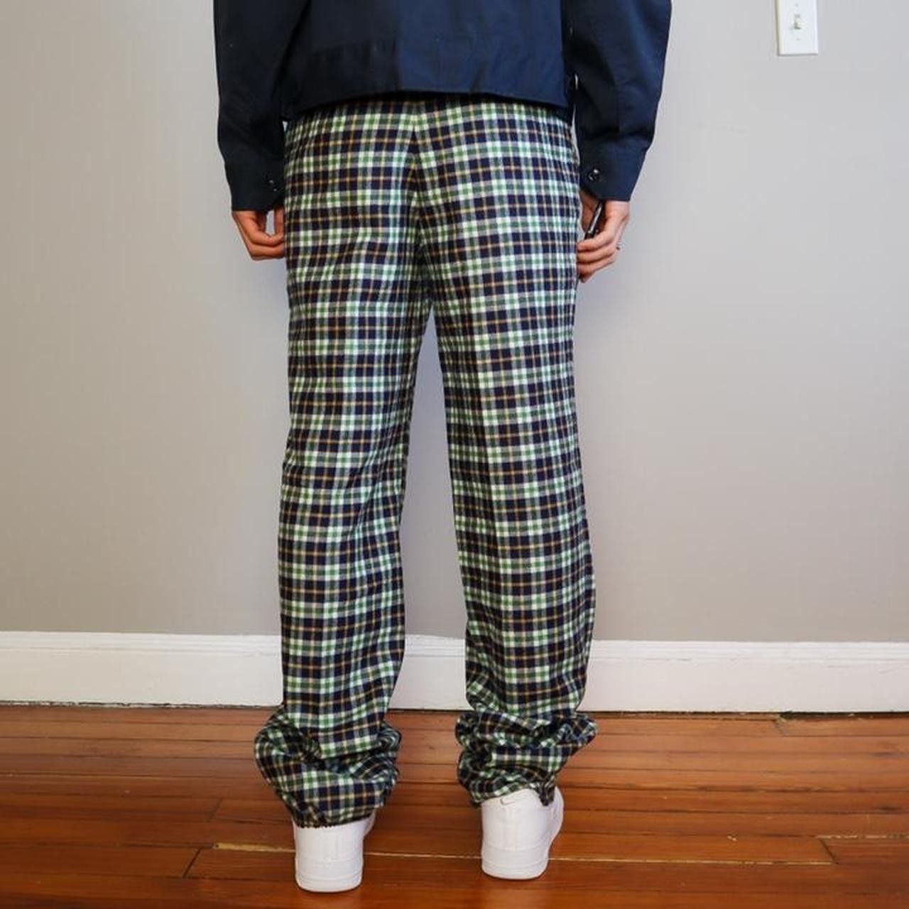Vintage vintage 1980s dead stock wool plaid pants Size US 32 / EU 48 - 3 Thumbnail