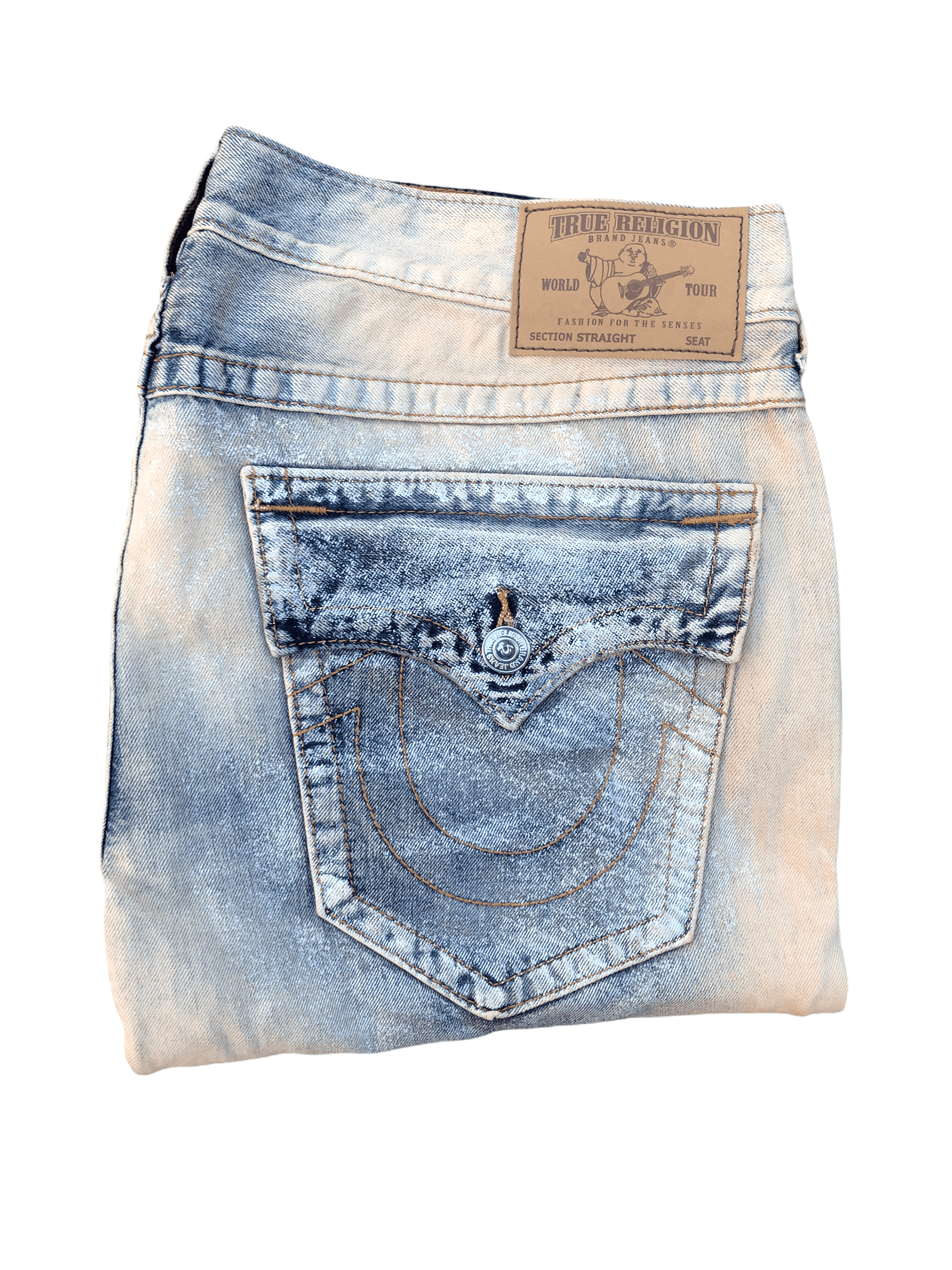 RARE True Religion Jeans Size 38 STRAIGHT Paint Blue