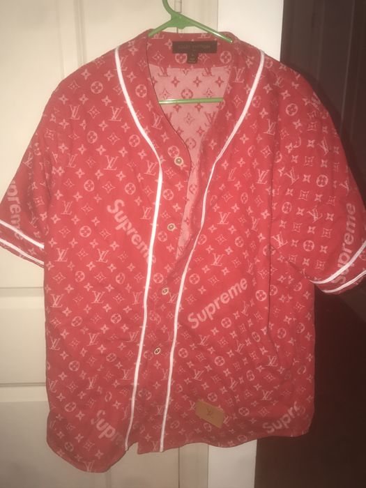 Louis Vuitton Supreme Denim Baseball Jersey