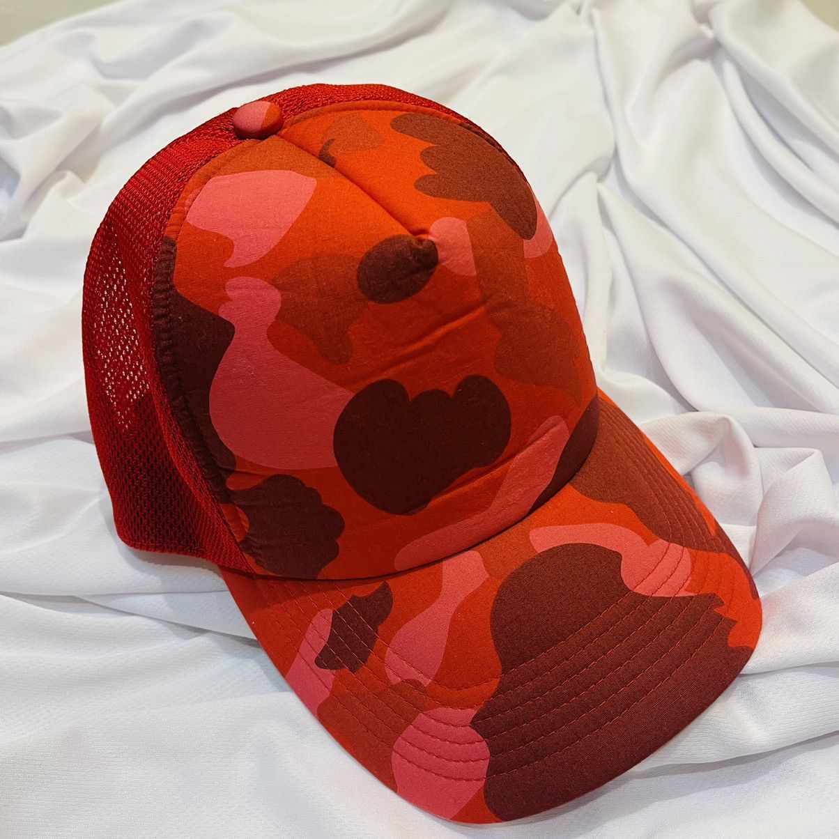 Bape Red Color Camo Mesh Cap Size ONE SIZE - 4 Thumbnail