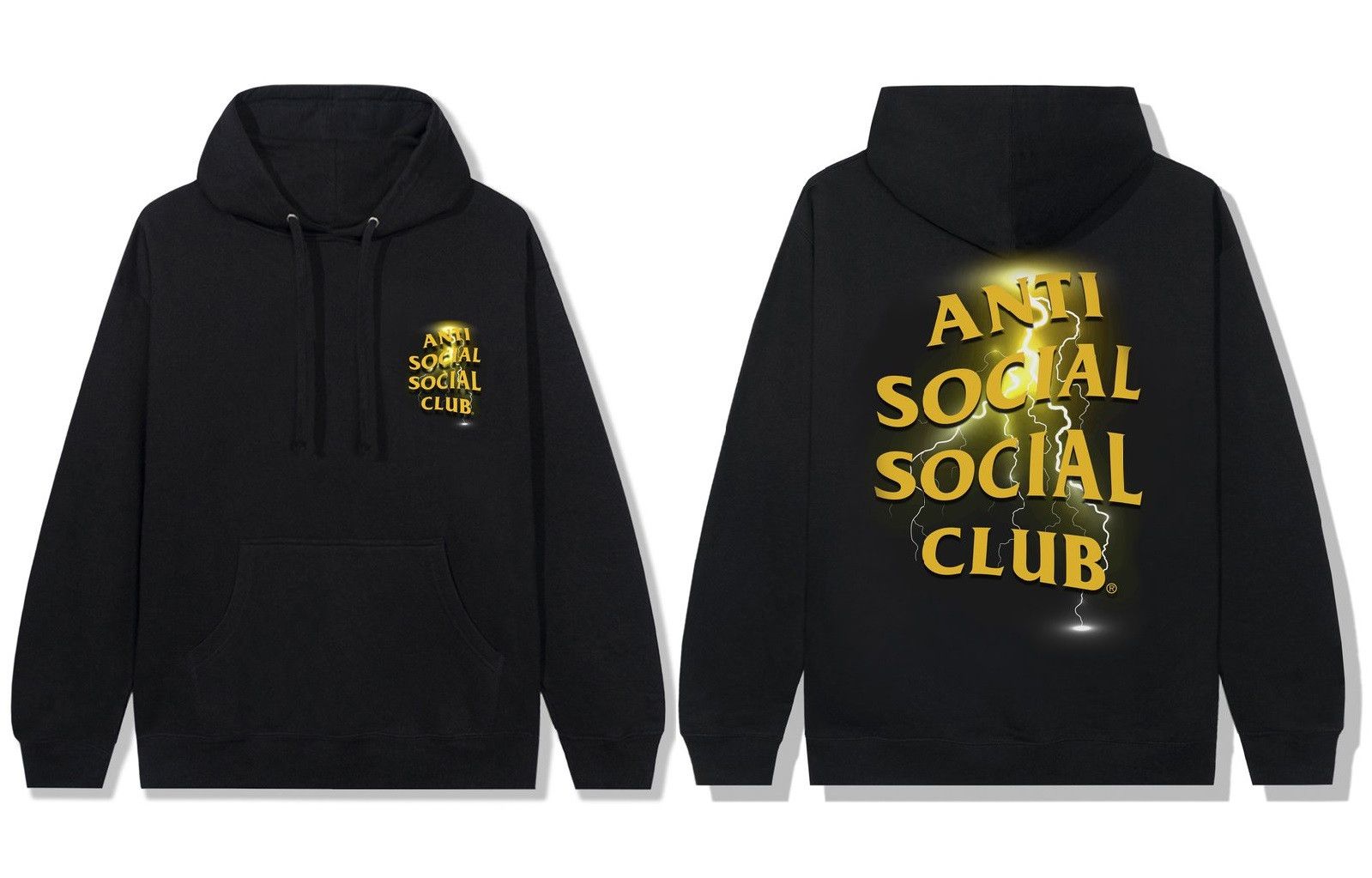 Anti Social Social Club DS AW21 Yellow ASSC Lightning Twista Black Hoodie BAPE KITH Grailed