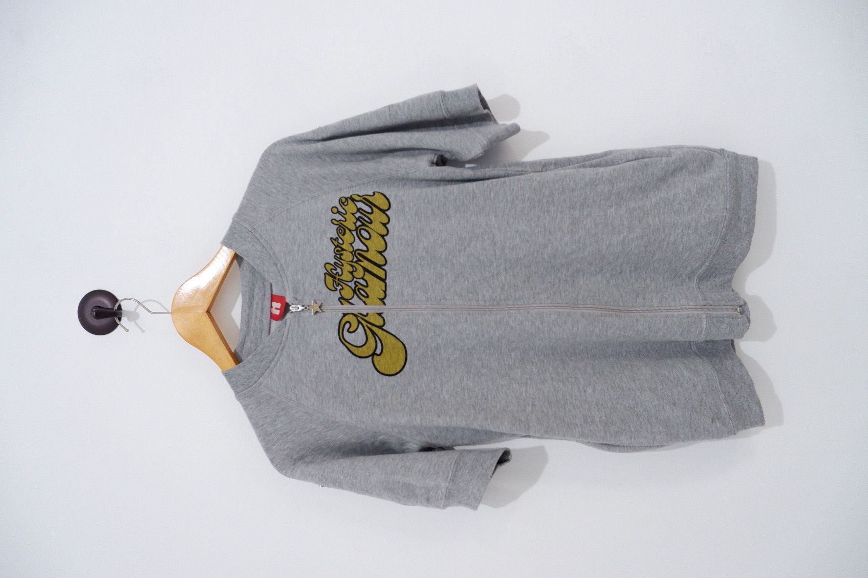 image of Vintage Hysteric Glamour Zip Sweater Short Sleeve in Grey, Men's (Size Medium)