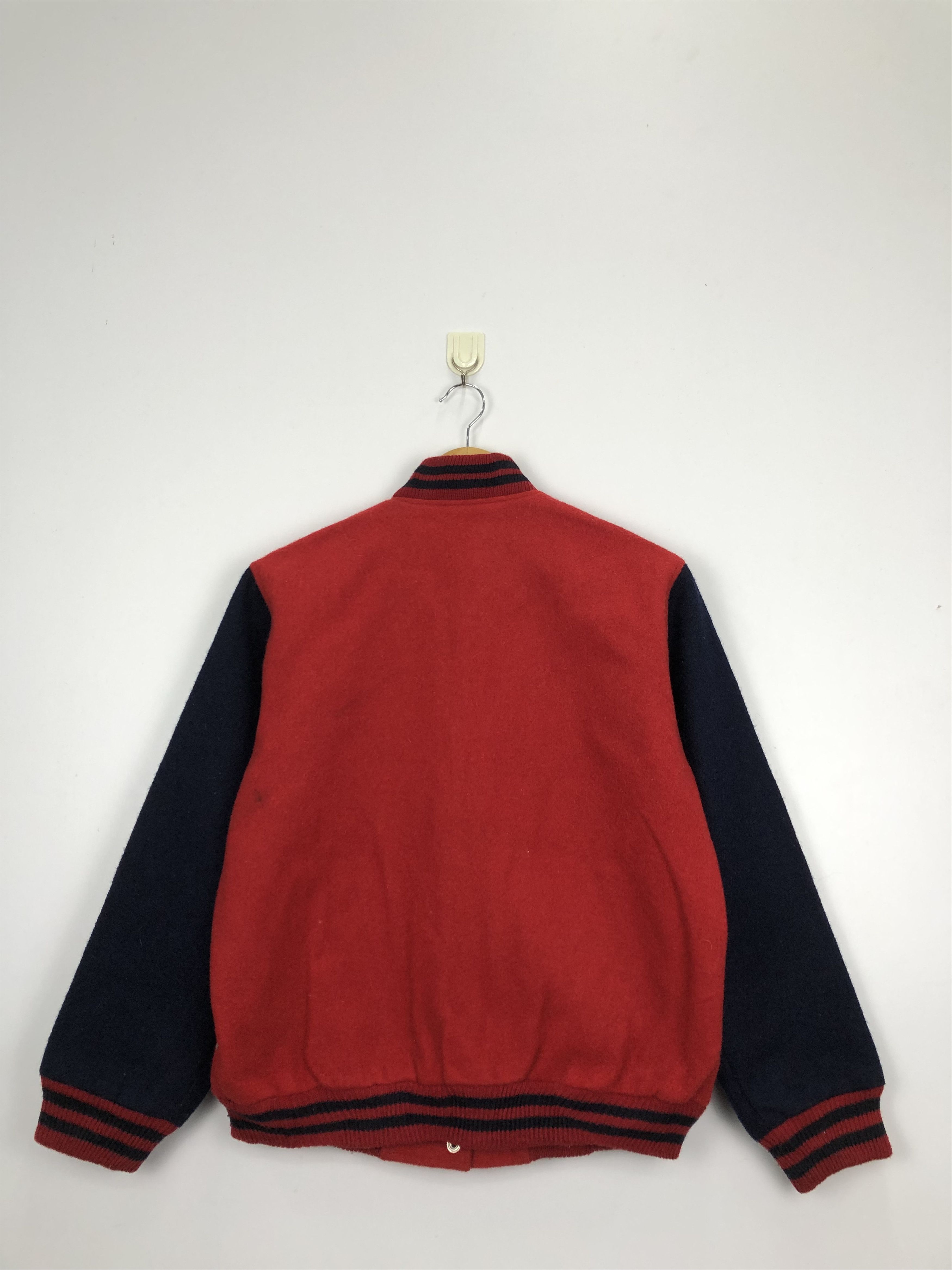 Japanese Brand Vintage 90s Bon Marlen Wool Varsity Jacket Red V0321 Size US L / EU 52-54 / 3 - 2 Thumbnail