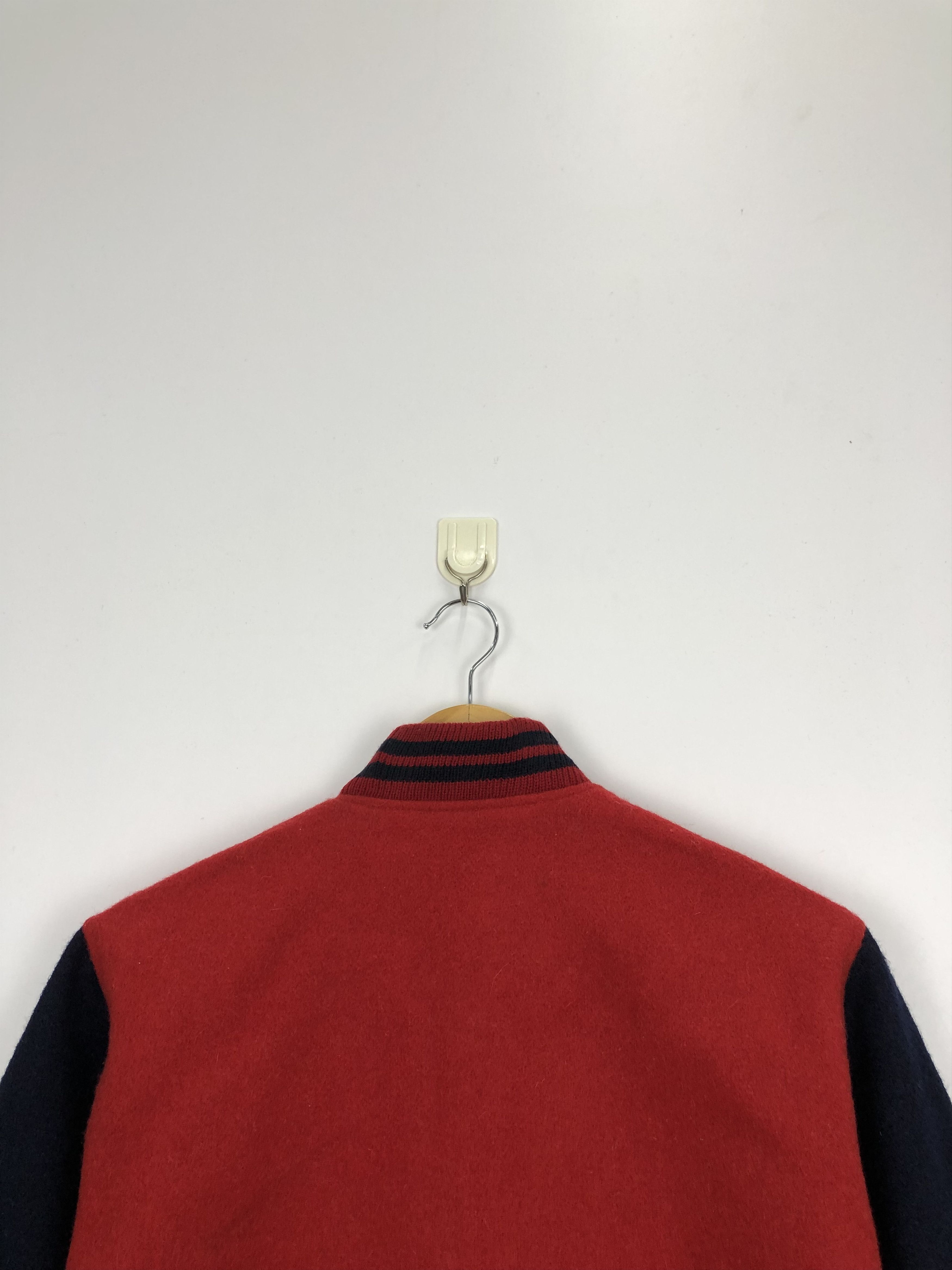 Japanese Brand Vintage 90s Bon Marlen Wool Varsity Jacket Red V0321 Size US L / EU 52-54 / 3 - 4 Thumbnail
