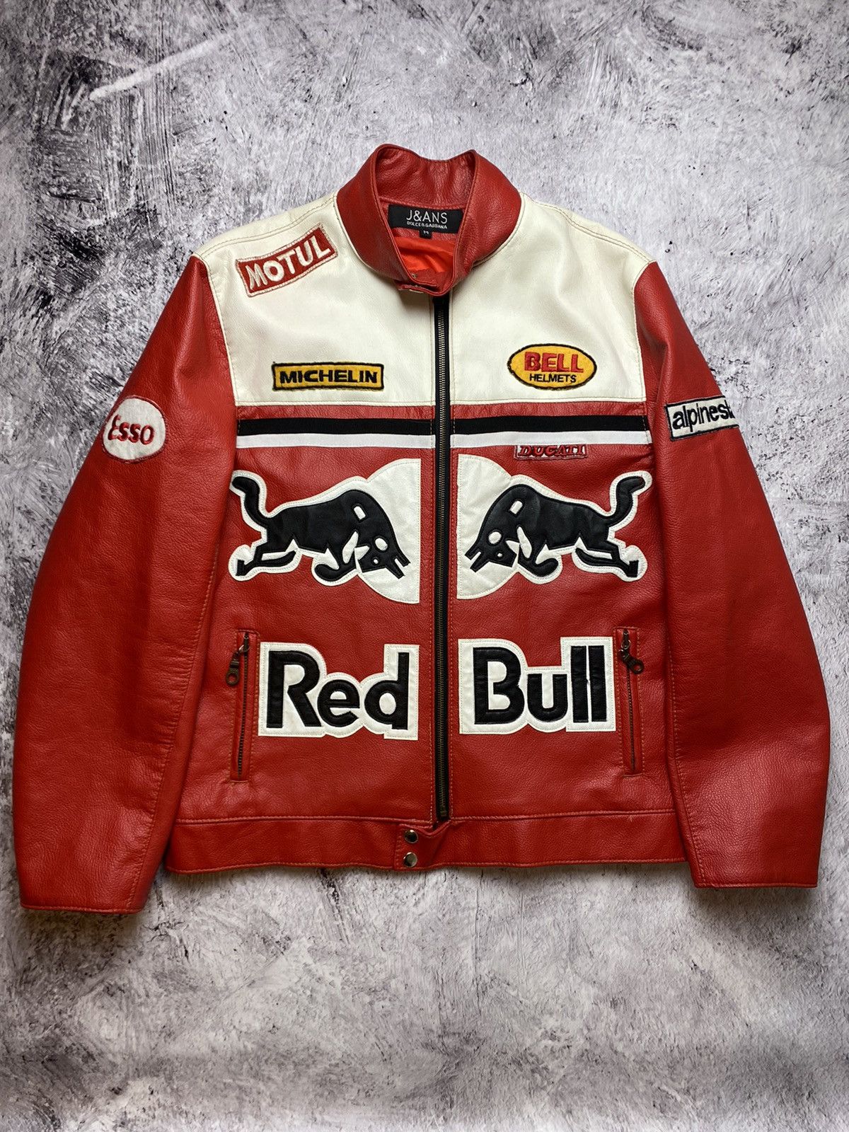 Racing × Red Bull × Vintage Red bull Vintage racing jacket white and ...