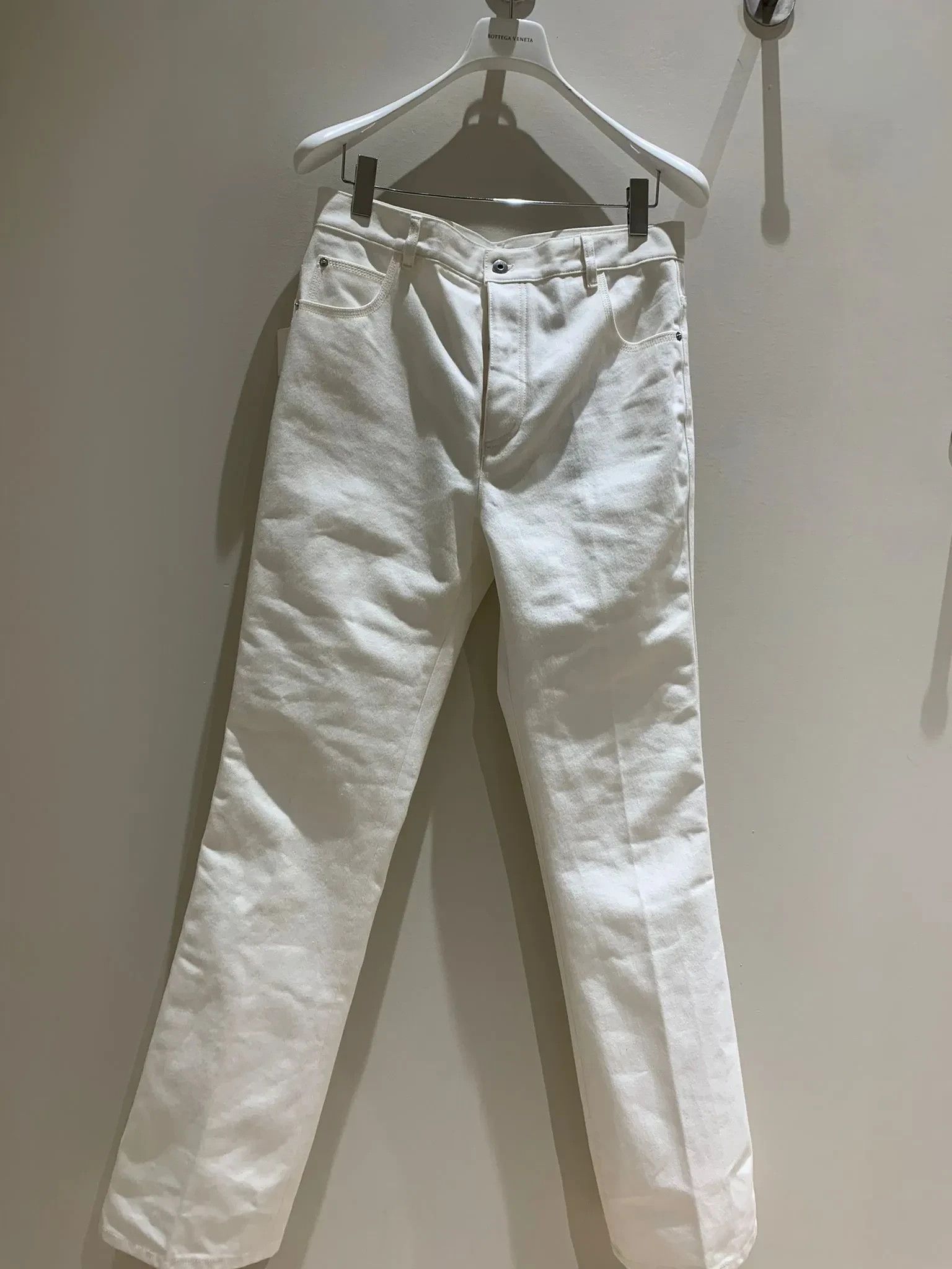 Bottega Veneta Unisex Flared Logo Denim Pants in White Size US 28 / EU 44 - 6 Thumbnail